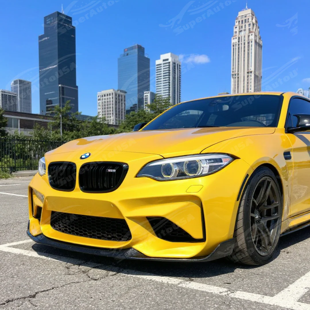 2019-2021 BMW F87 M2 CS Style Carbon Fiber Front Bumper Cover Fascia Upper Lower Grilles Lip Body Kits - Image 6