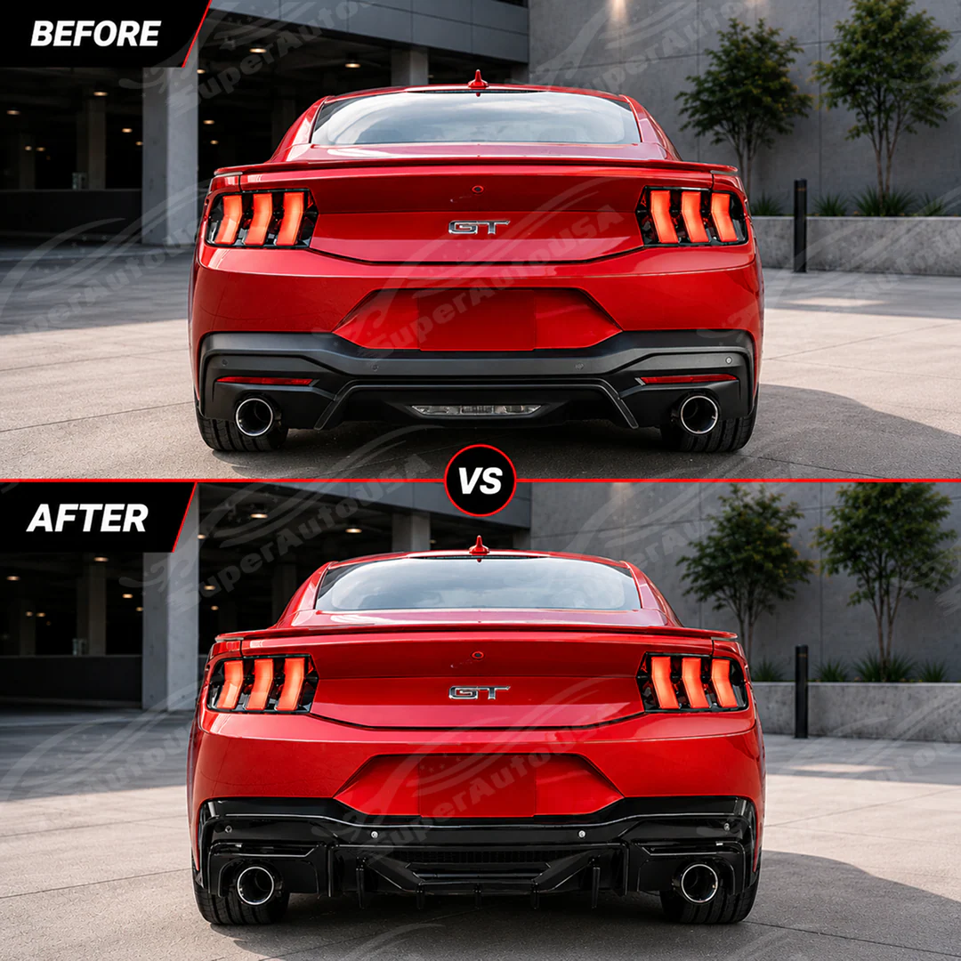 2024-2026 Mustang - Dark Horse Style Rear Bumper Diffuser Replacement & Corner Spats - Image 6