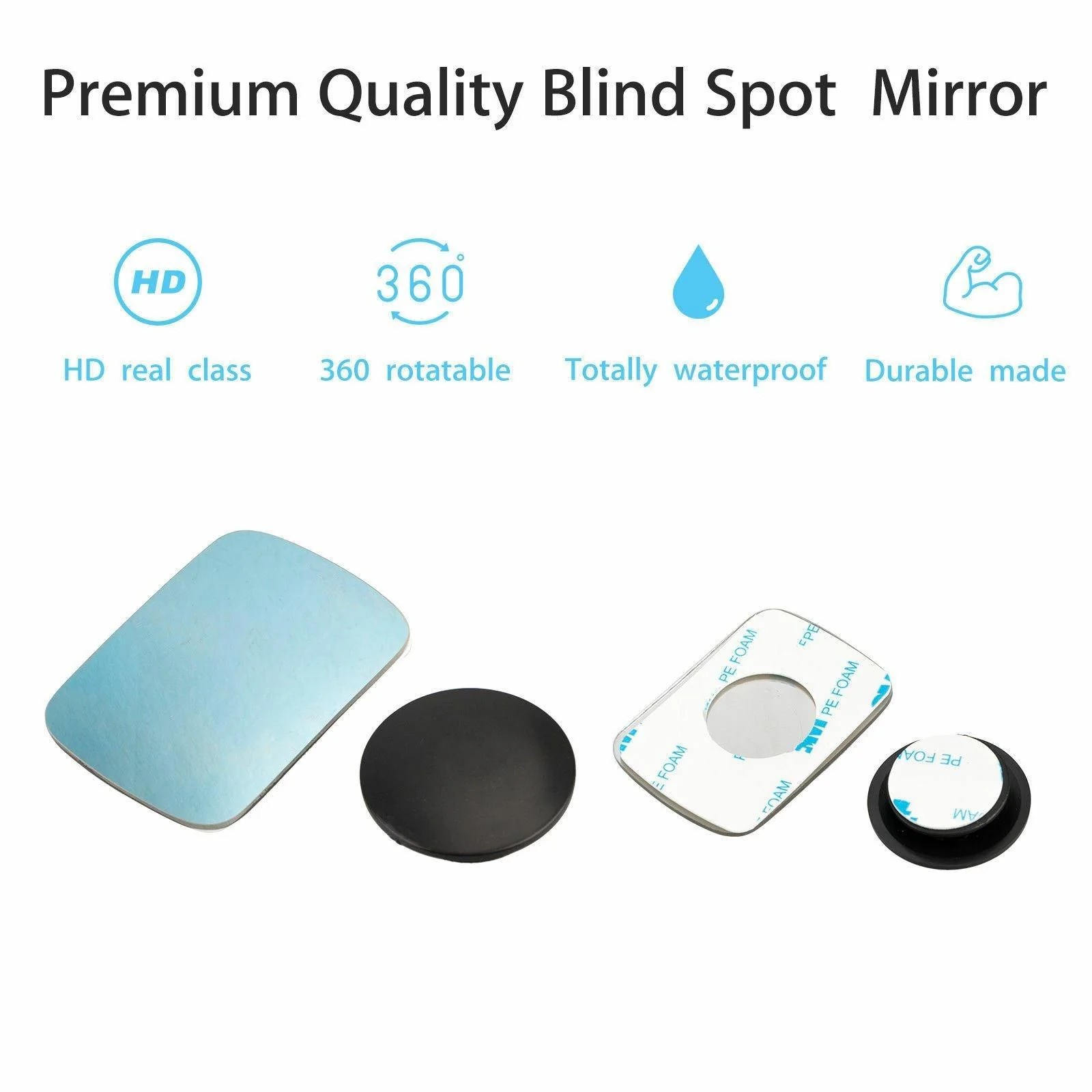 Universal 2PCS Blue Blind Spot Mirror Wide Angle Rear View Car Side Mirror Self Adhesive - Image 5