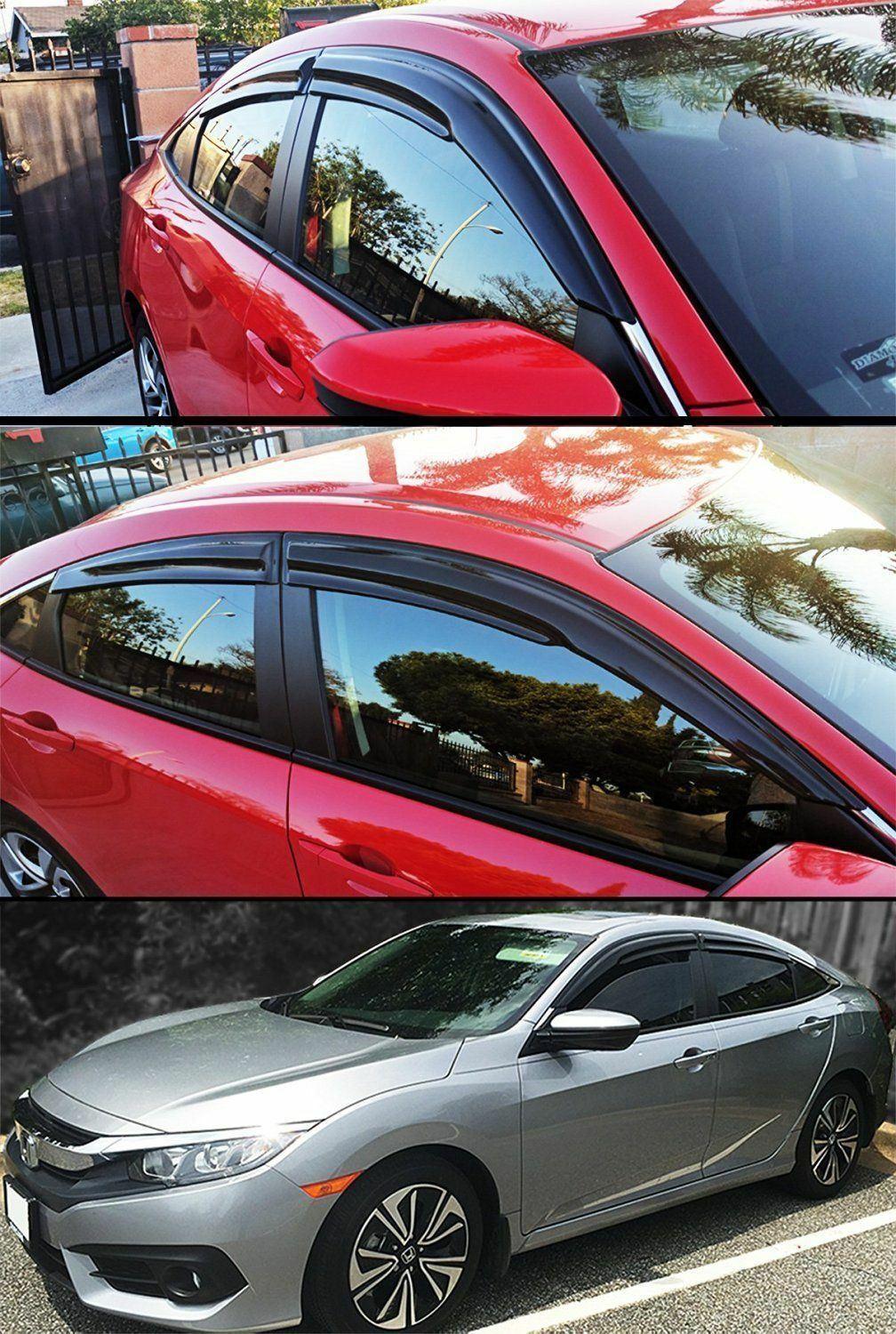 Fit 2014-2019 Toyota Highlander 3D Mugen Style Vent Window Visors Rain Sun Wind Guards Shade Deflectors - Image 2