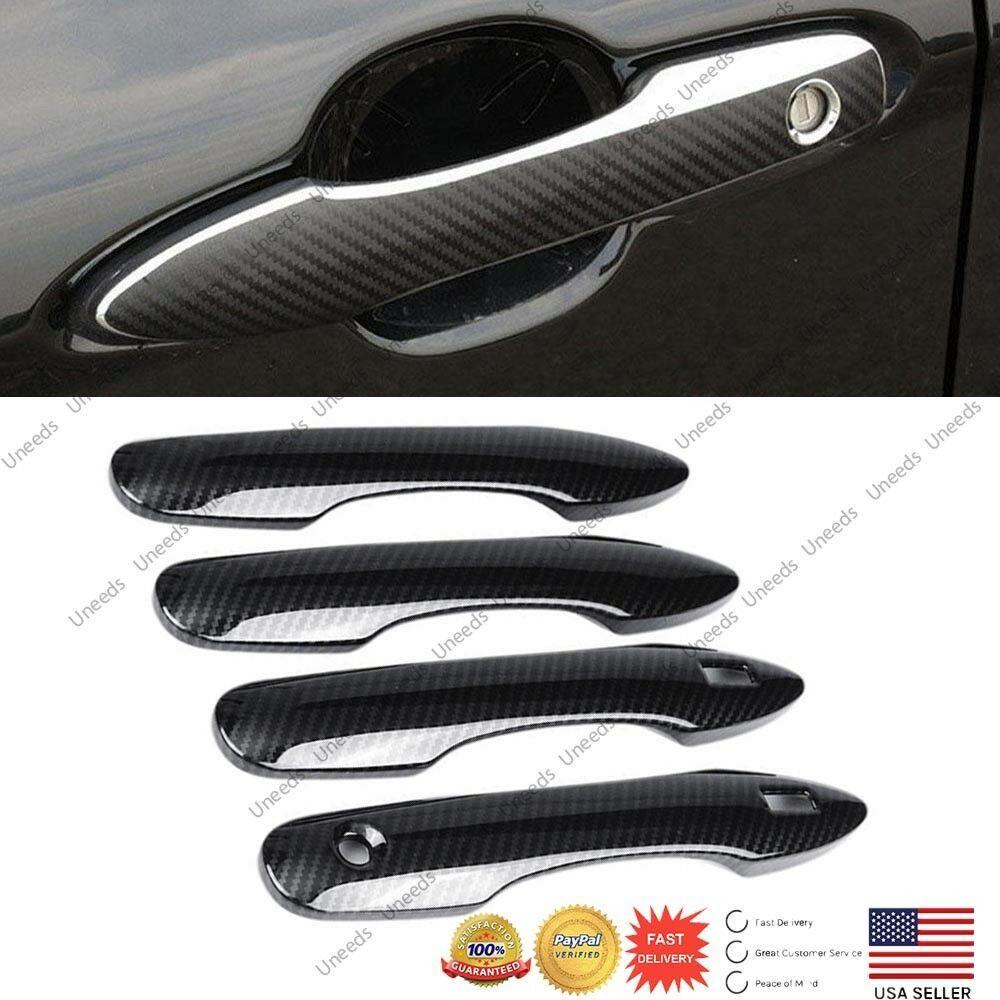 Fit 2018-2021 Toyota Avalon Car Side Door Handle Cover Trim (Carbon Fiber Print, Smart Holes)