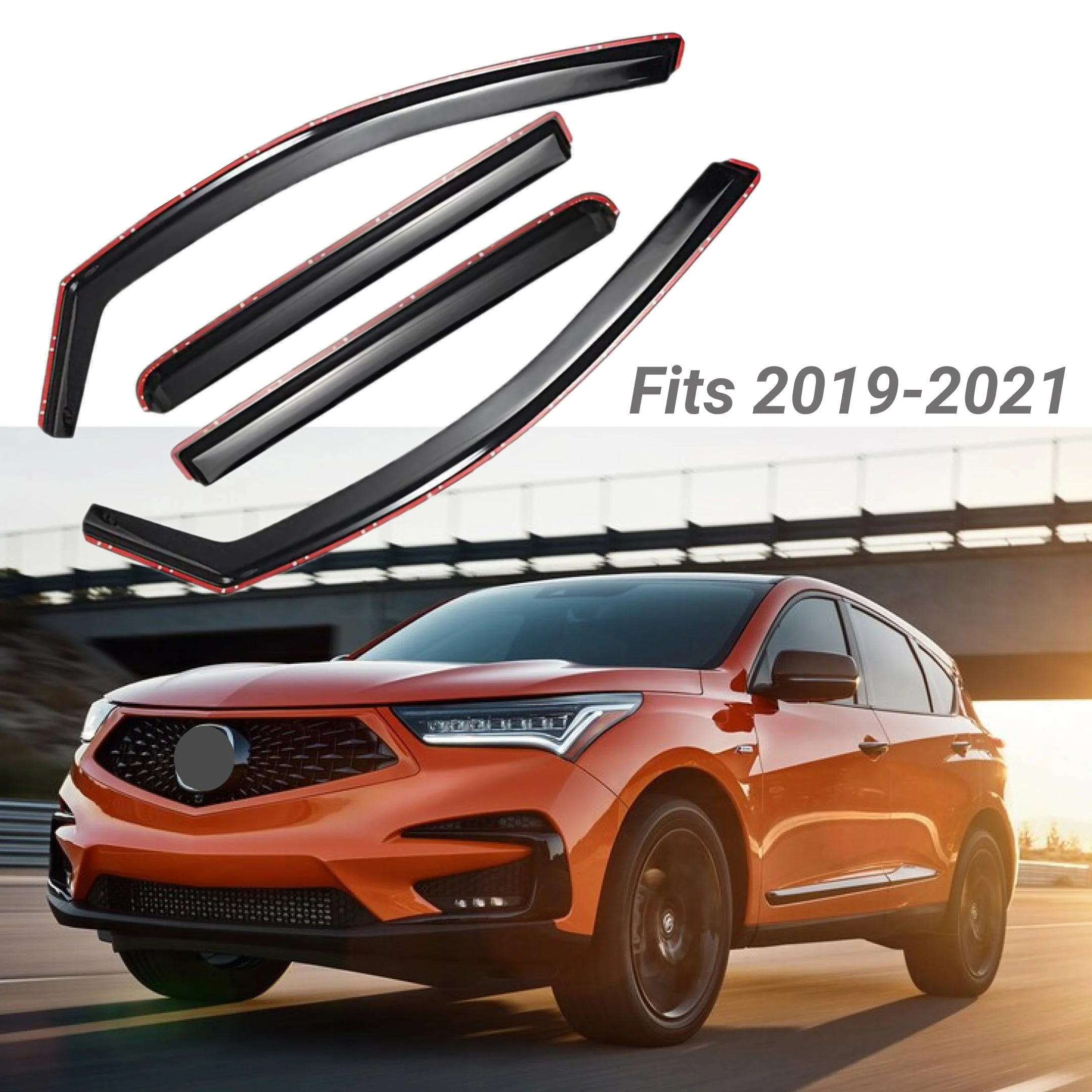 Fit 2019-2022 Acura RDX In-Channel Vent Window Visors Rain Sun Wind Guards Shade Deflectors - Image 8