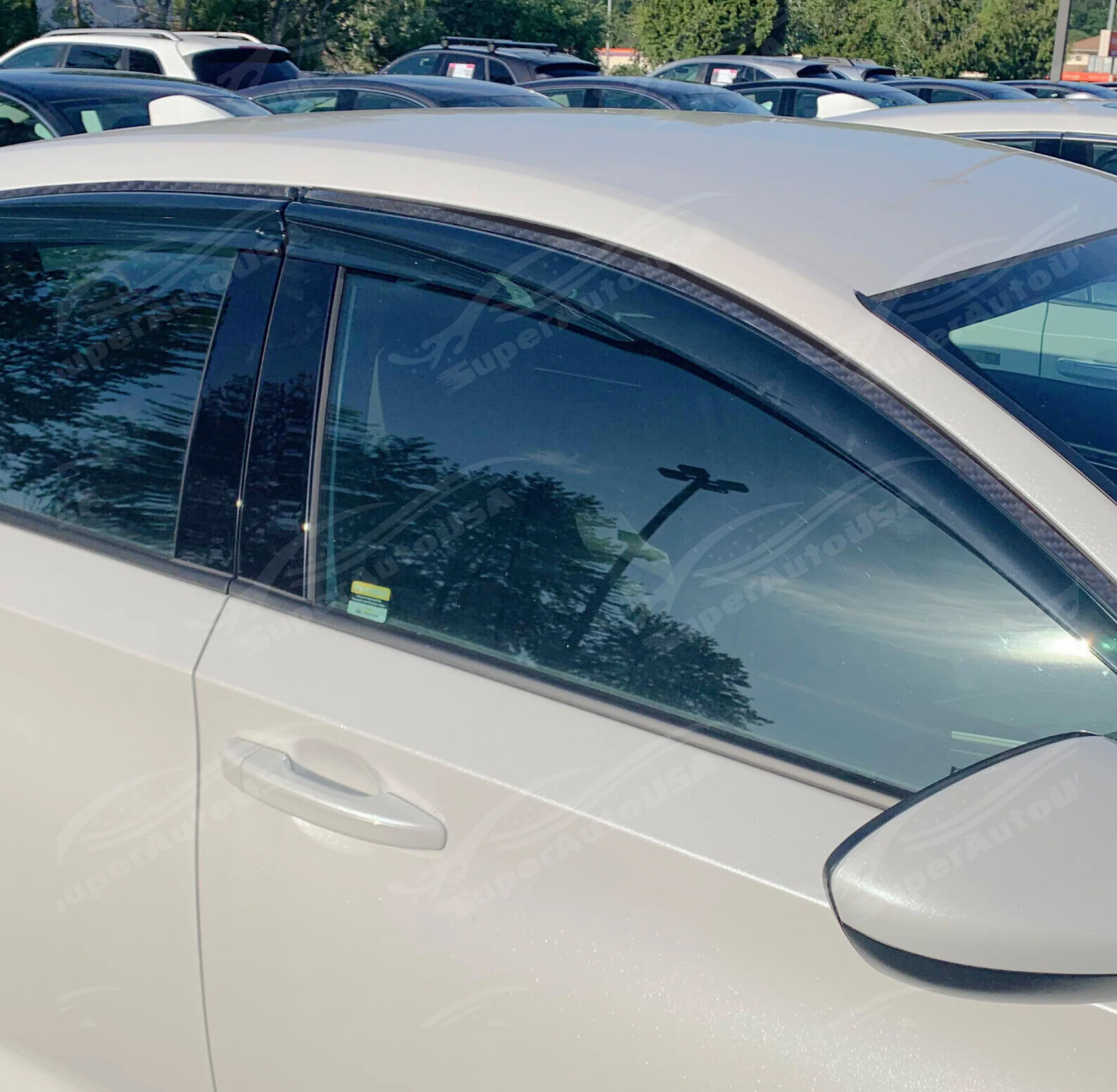 Black 3D Mugen Style Window Visors Rain Sun Wind Guards Fits Nissan Maxima (2016-2023) - Image 2