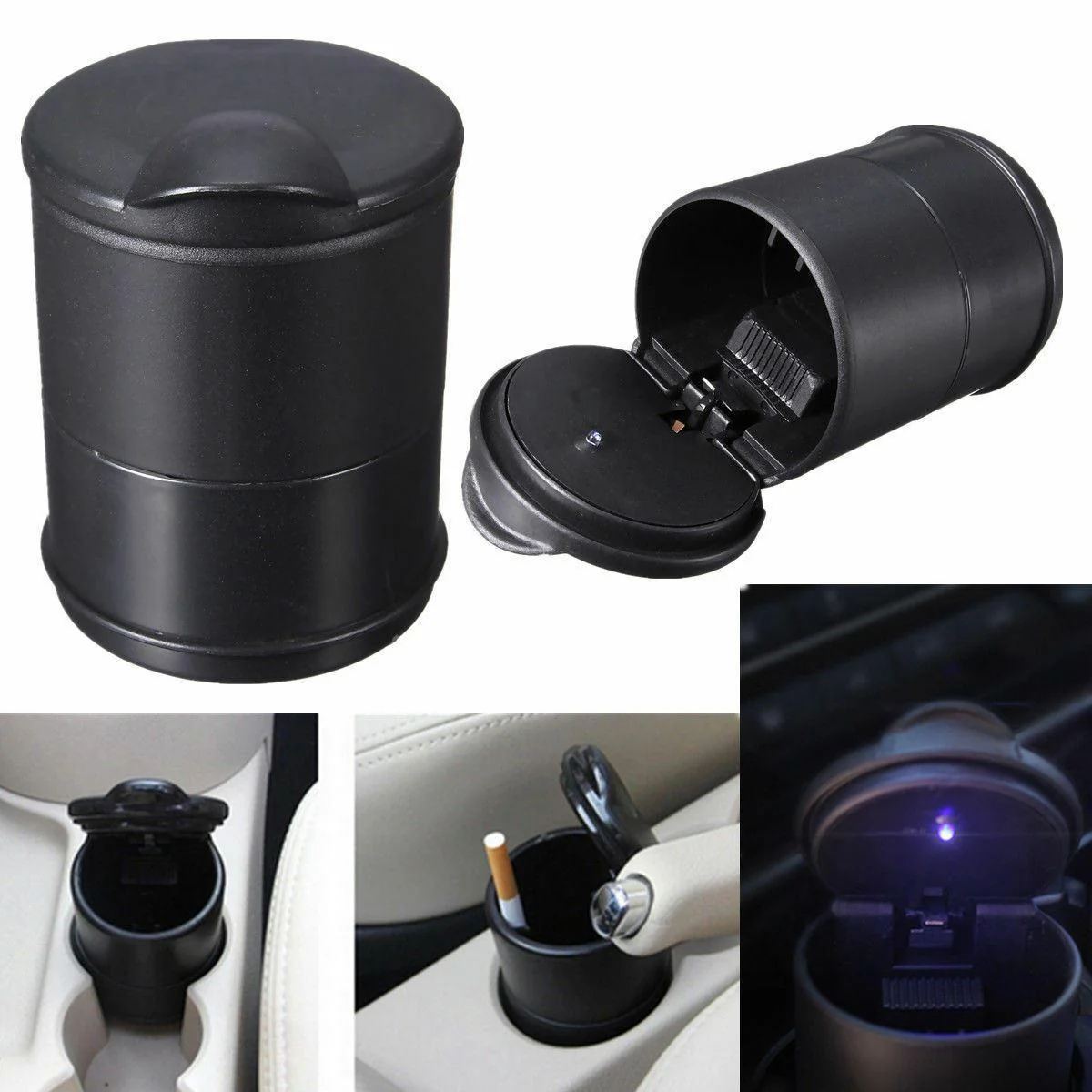 Universal LED Ashtray Auto Car Truck Ash Cylinder Holder Portable Vehicle Ashtray (Blue)