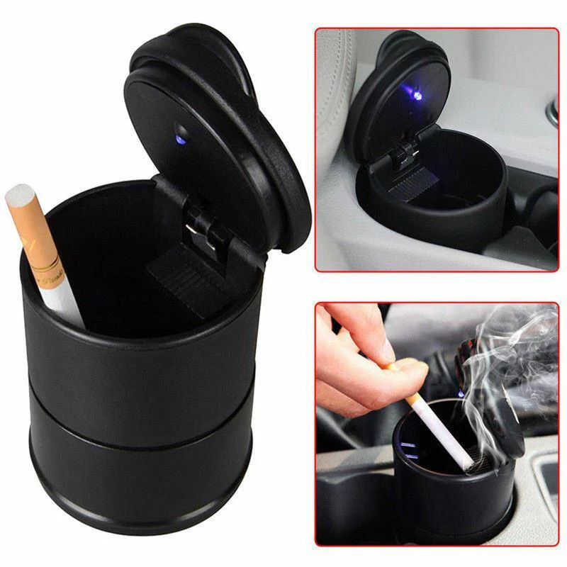 Universal LED Ashtray Auto Car Truck Ash Cylinder Holder Portable Vehicle Ashtray (Blue) - Image 2