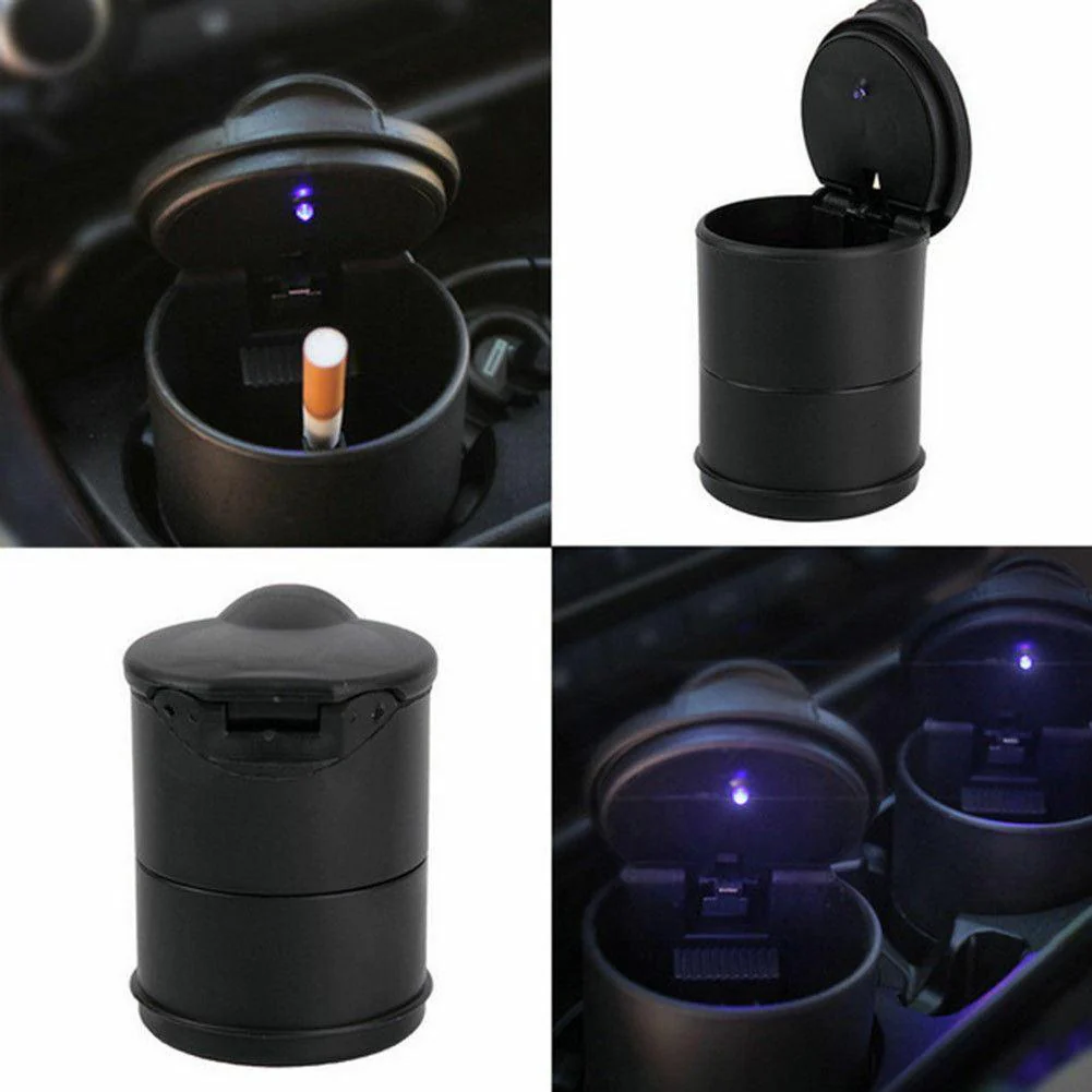 Universal LED Ashtray Auto Car Truck Ash Cylinder Holder Portable Vehicle Ashtray (Blue) - Image 3