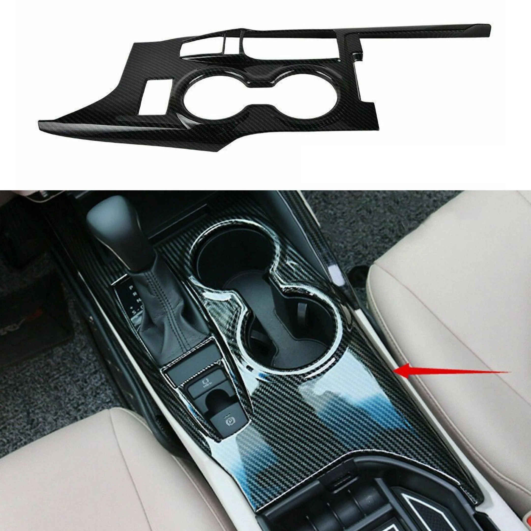 Fits 2018-2023 Toyota Camry Inner Gear Shift Box Panel Cover Trim (Gloss Black) - Image 7
