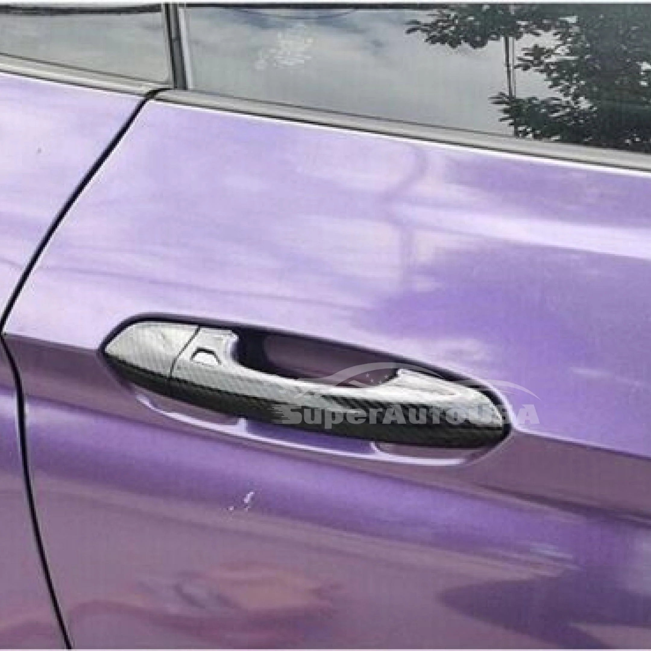 Fit 2015-2022 Ford Mustang Car Side Door Handle Cover Trim (Carbon Fiber Print) - Image 4