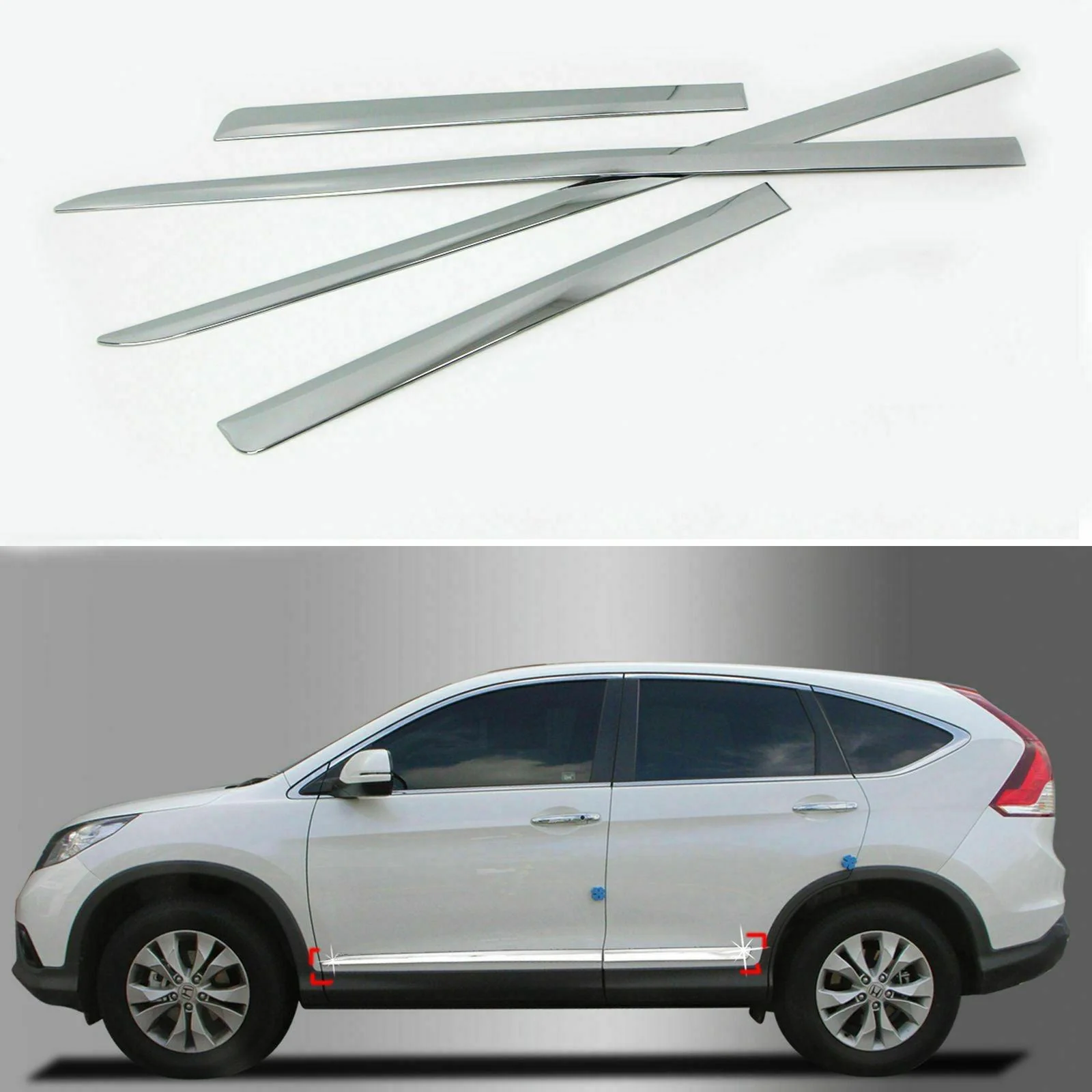 Fit 2012-2016 Honda CRV Side Body Door Molding Lid Cover Trim Plate Kit (Chrome) - Image 3