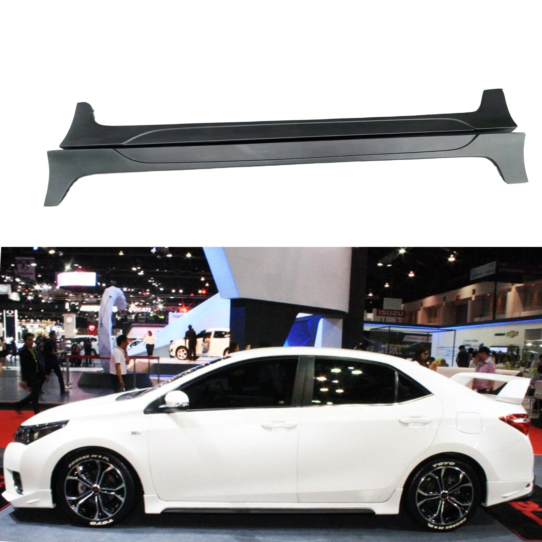 Fit 2014-2019 Toyota Corolla TRD PRO Style JDM Side Skirts Body Kits (Unpainted Black)
