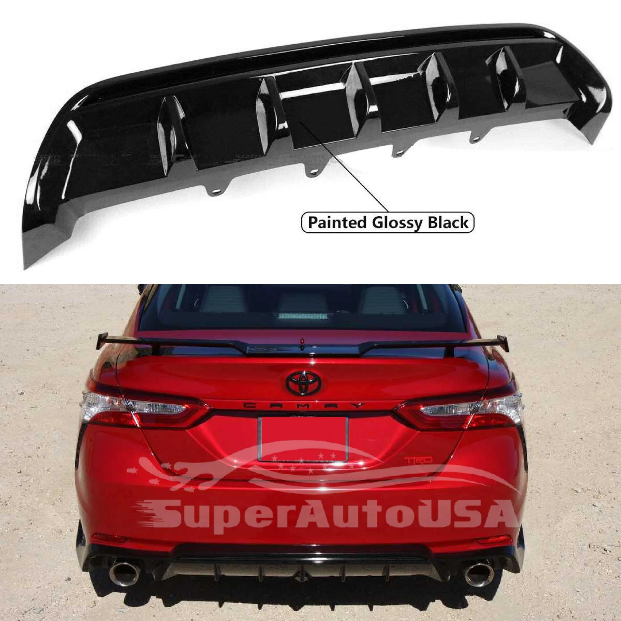 Front Lip/Rear Diffuser/Side Skirts /Rear Spoiler 5-in-1 Set - TRD Style | Fits Toyota Camry (2018-2024) - Image 16
