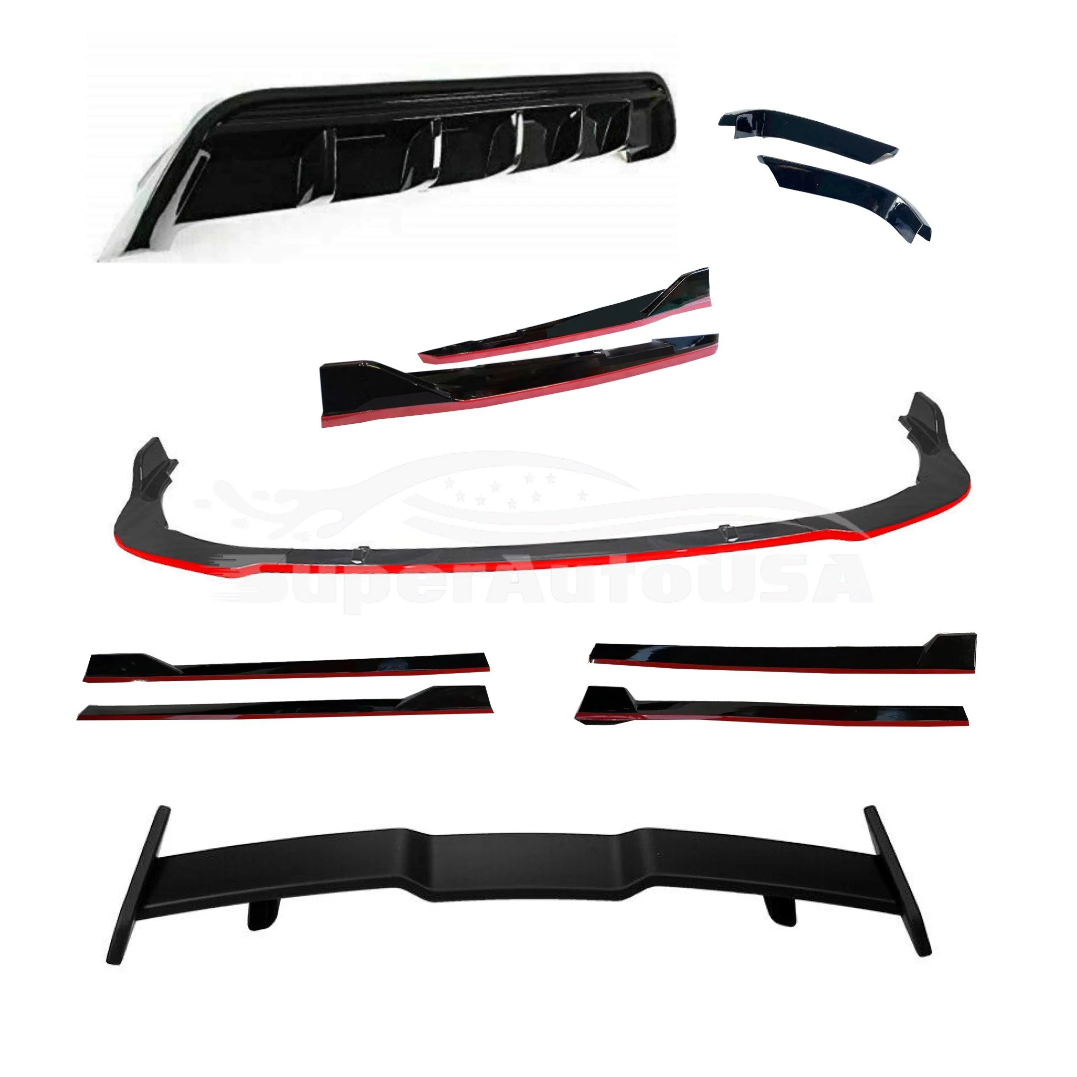 Front Lip/Rear Diffuser/Side Skirts /Rear Spoiler 5-in-1 Set - TRD Style | Fits Toyota Camry (2018-2024) - Image 3