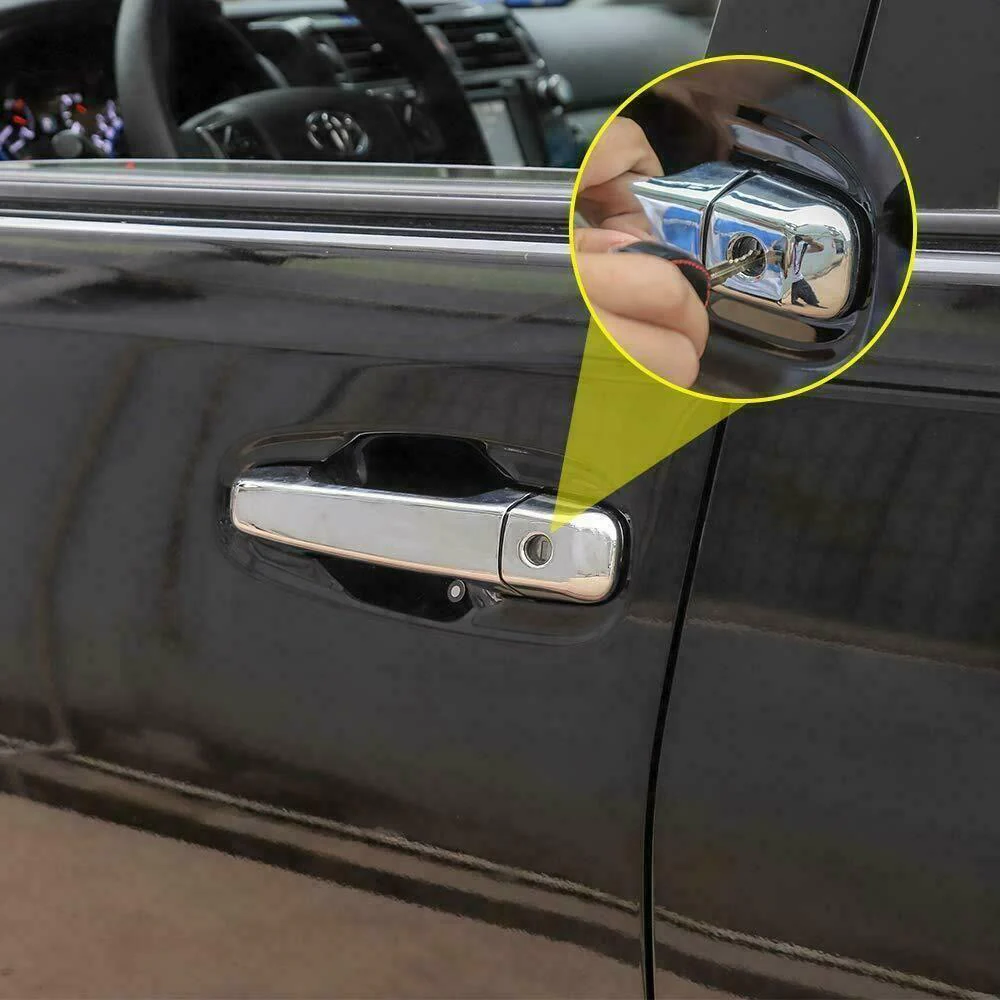 Fit 2010-2021 Toyota 4Runner External Door Handle Knobs Trim Decor Cover (Chrome)