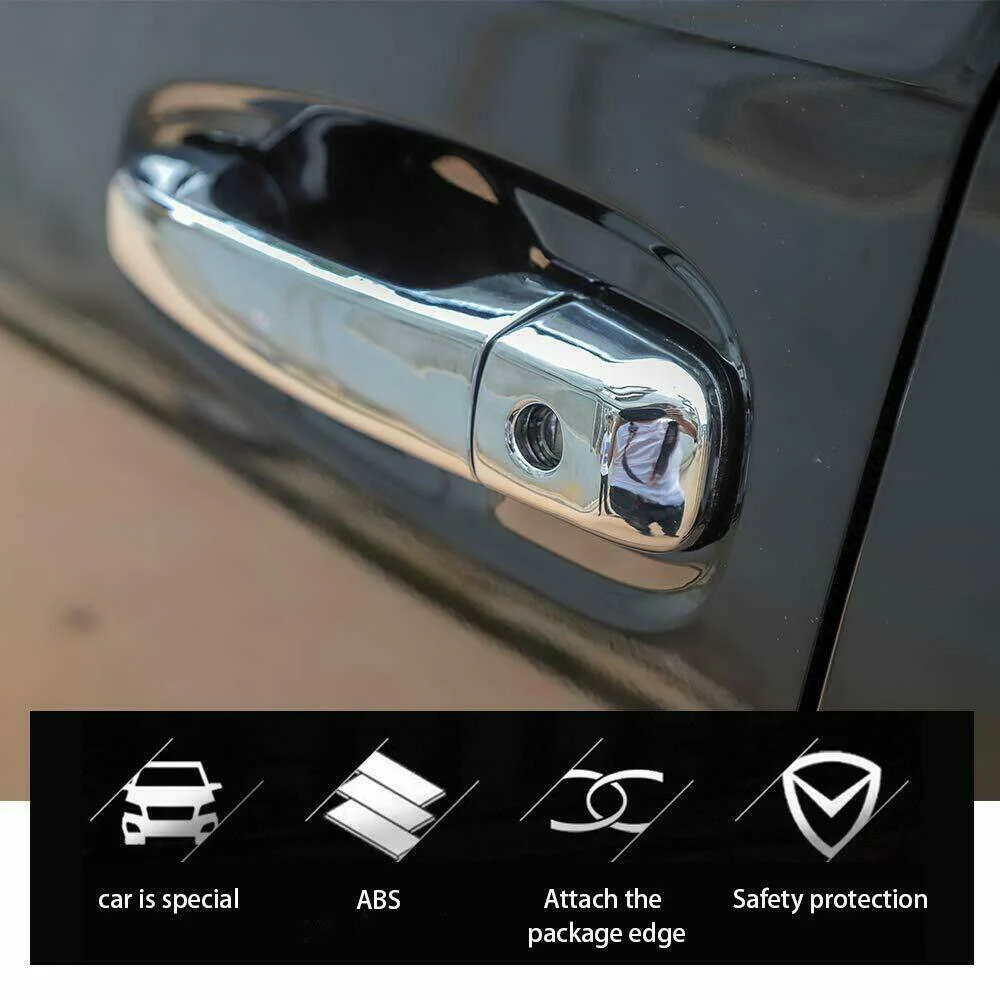 Fit 2010-2021 Toyota 4Runner External Door Handle Knobs Trim Decor Cover (Chrome) - Image 4
