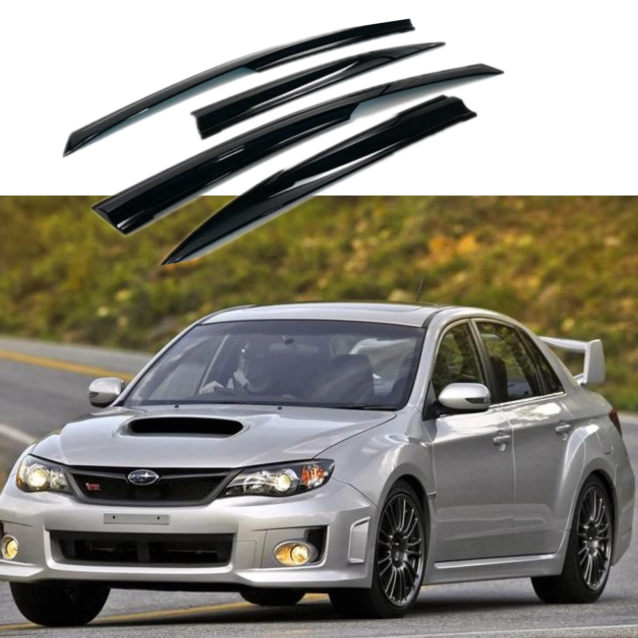 2008-2014 Subaru WRX STI GV / GR - Mugen Style - Window Visors Rain Guards Shade Deflectors