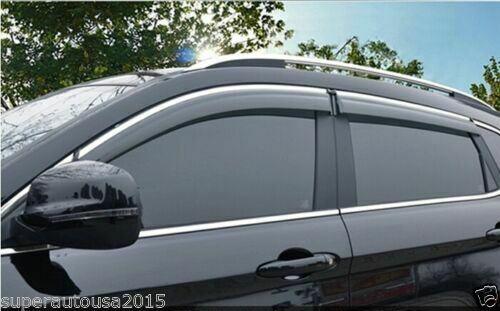 Fit 2011-2020 Jeep Grand Cherokee Clip-On Chrome Trim Vent Window Visors Rain Sun Wind Guards Shade Deflectors - Image 5