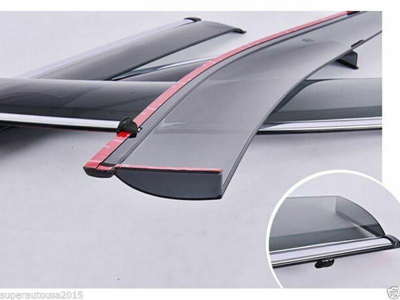 Fit 2011-2020 Jeep Grand Cherokee Clip-On Chrome Trim Vent Window Visors Rain Sun Wind Guards Shade Deflectors - Image 7