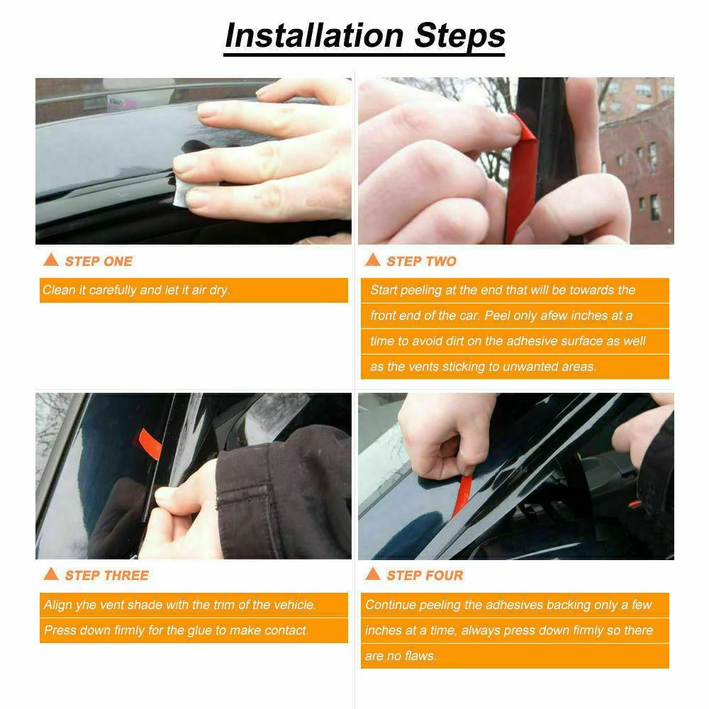Fit 2011-2020 Jeep Grand Cherokee Clip-On Chrome Trim Vent Window Visors Rain Sun Wind Guards Shade Deflectors - Image 9