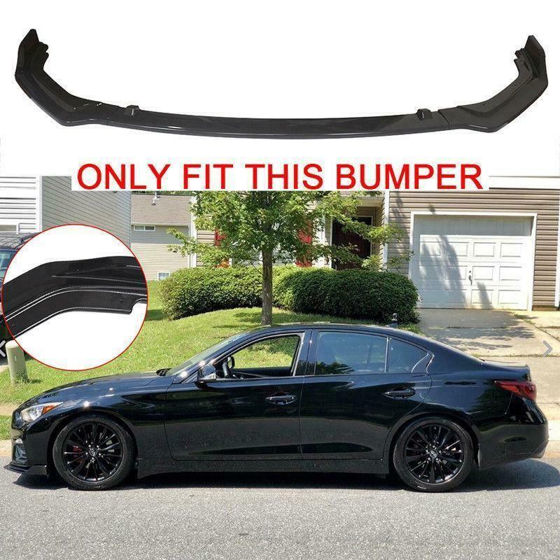 Fit 2014-2017 Infiniti Q50 Base Premium Front Bumper Lip Spoiler Splitter (Gloss Black) - Image 2