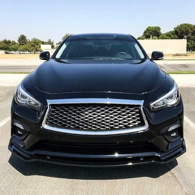 Fit 2014-2017 Infiniti Q50 Base Premium Front Bumper Lip Spoiler Splitter (Gloss Black) - Image 4