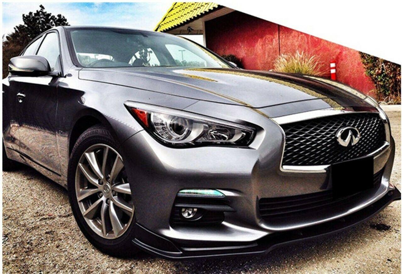 Fit 2014-2017 Infiniti Q50 Base Premium Front Bumper Lip Spoiler Splitter (Gloss Black) - Image 5
