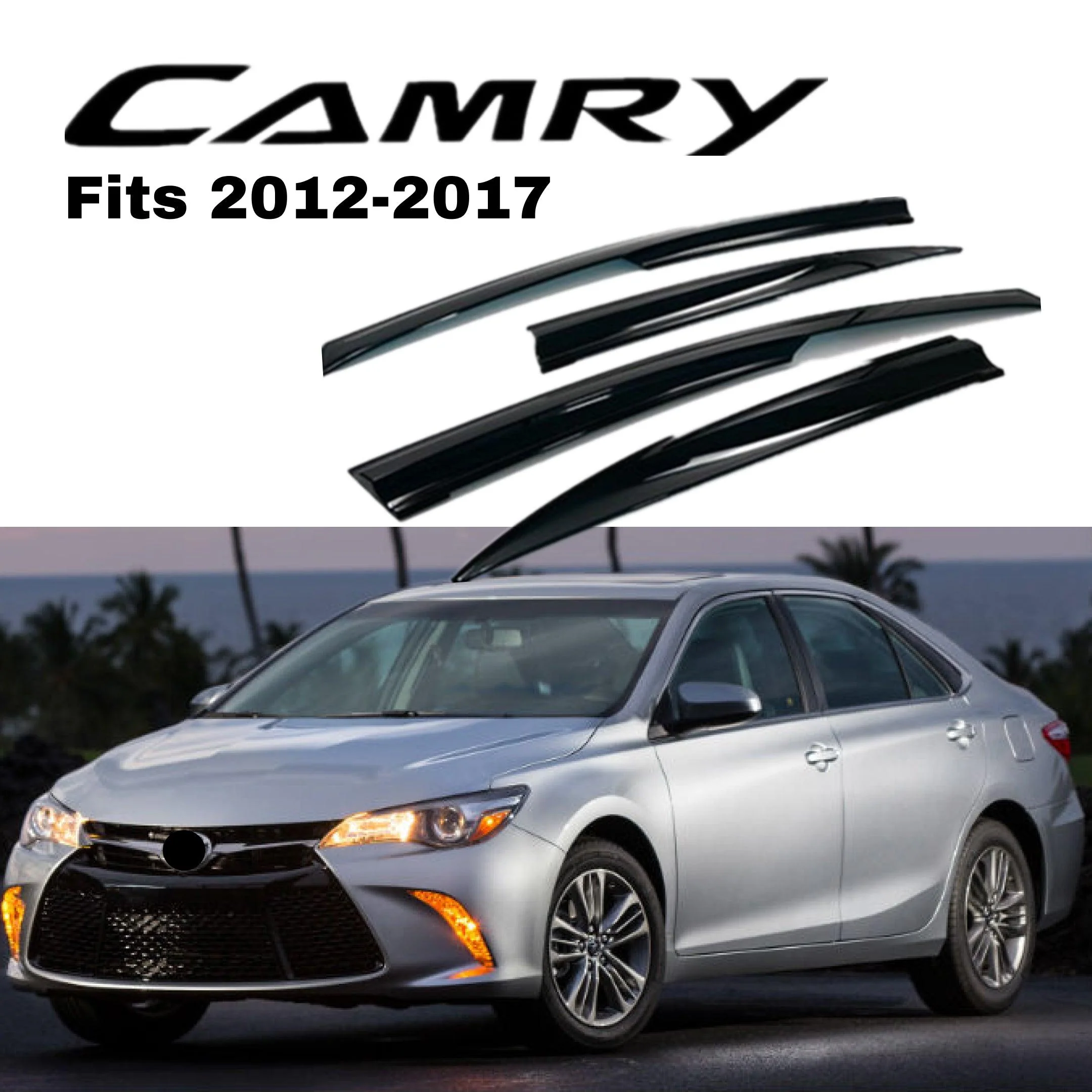 Fit 2012-2017 TOYOTA CAMRY 3D Mugen Style Vent Window Visors Rain Sun Wind Guards Shade Deflectors - Image 2