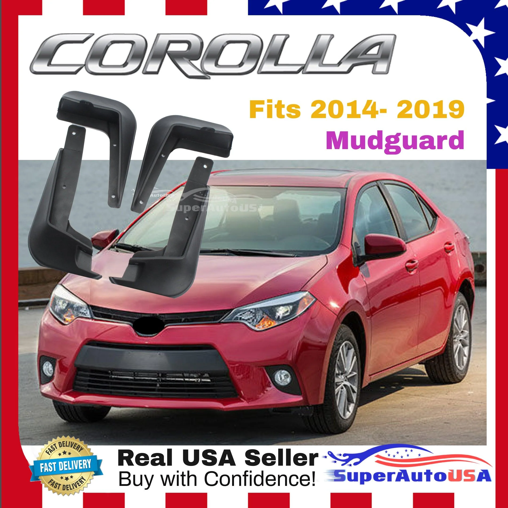 Fit 2014-2019 Toyota Corolla SEDAN Mud Flaps Splash Guard Fender Mudguard - Image 9