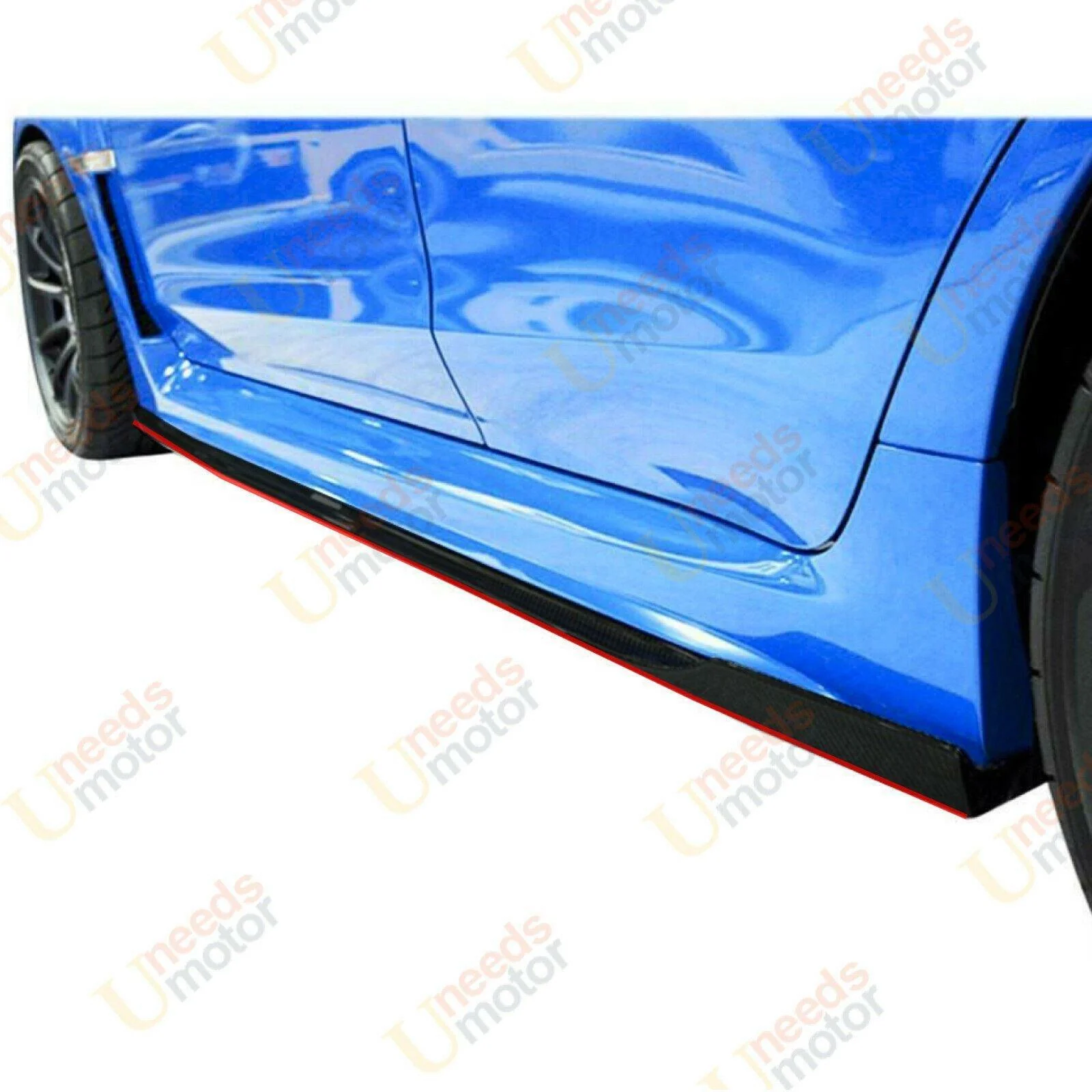 2015-2021 Subaru WRX STI VA - Side Skirts With Winglet - Gloss Black w/ Red Stripe (2pc) - Image 3