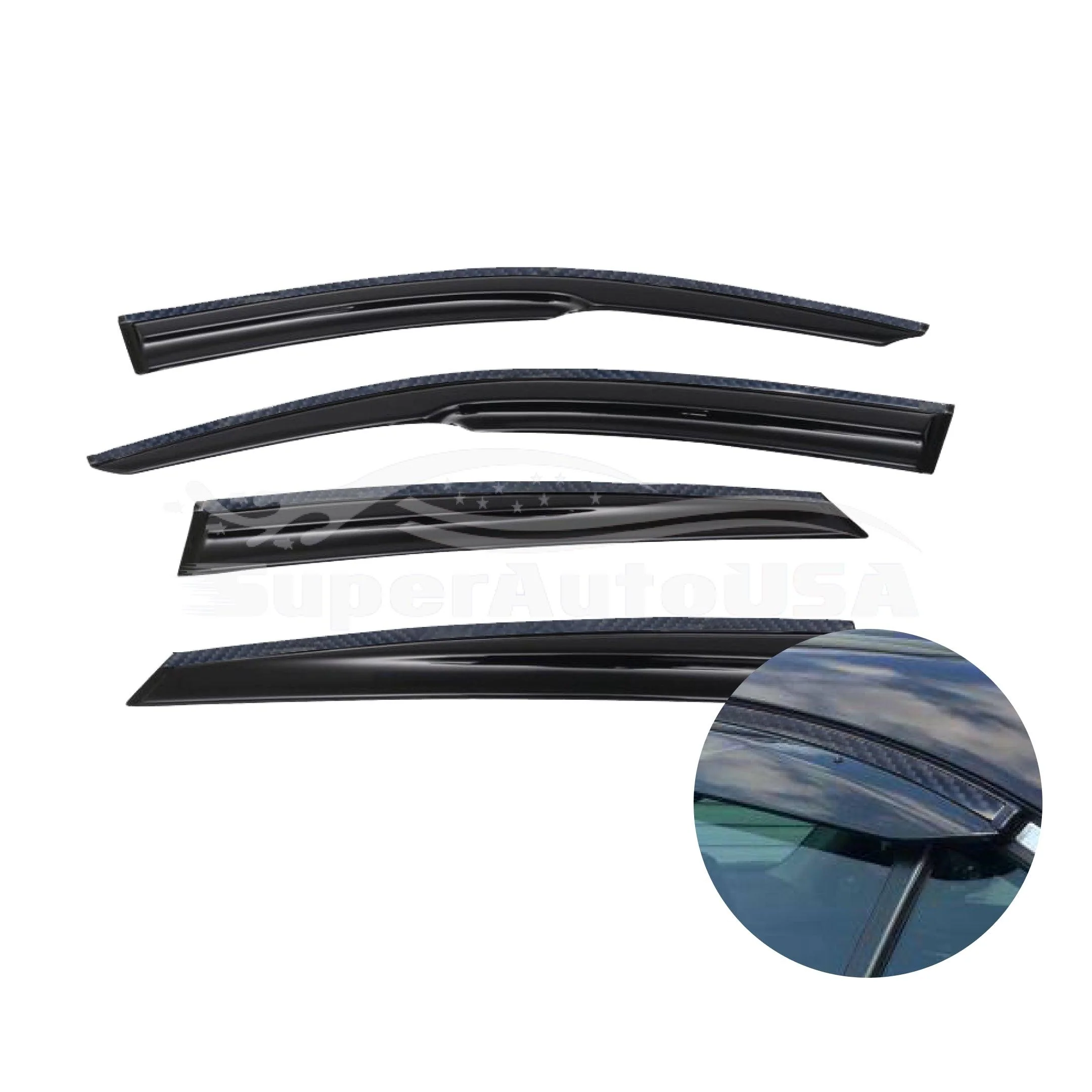 For Hyundai Elantra 2016-2020 Carbon Fiber & 3D Mugen Style Trim Vent Window Visors Rain Sun Wind Guards Shade Deflectors - Image 3