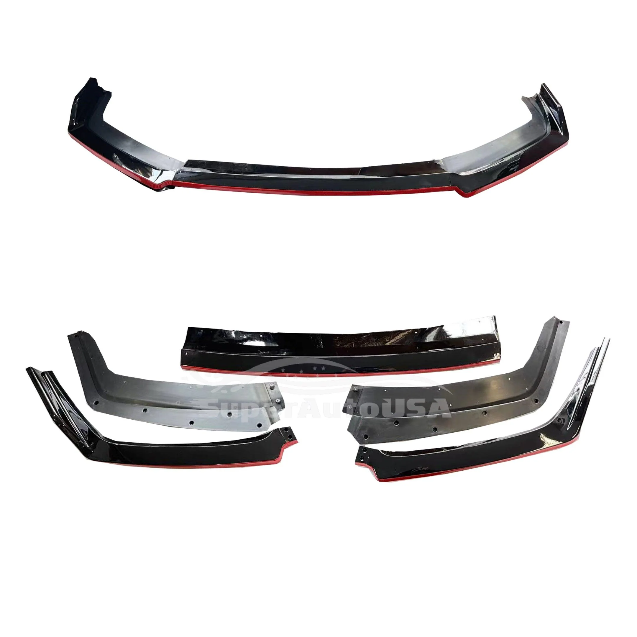 Fit 2017-2021 Honda CIVIC Hatchback Type R Style Front Bumper Lip (Gloss Black with Red Trim) - Image 5
