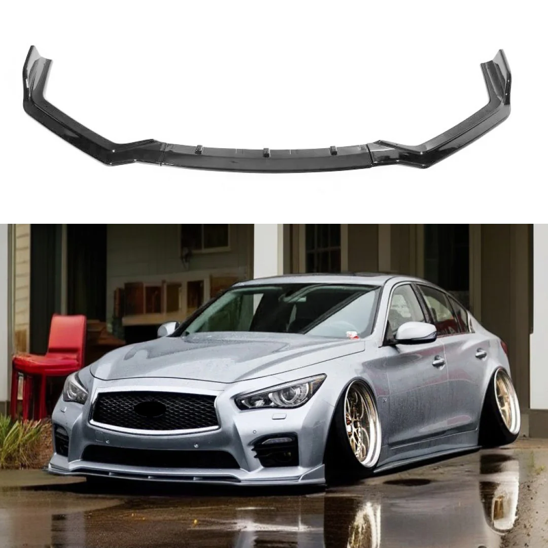 Fit 2018-2022 Infiniti Q50 Sport Front Splitter Lip Spoiler Lower Bumper Lip Gloss Black