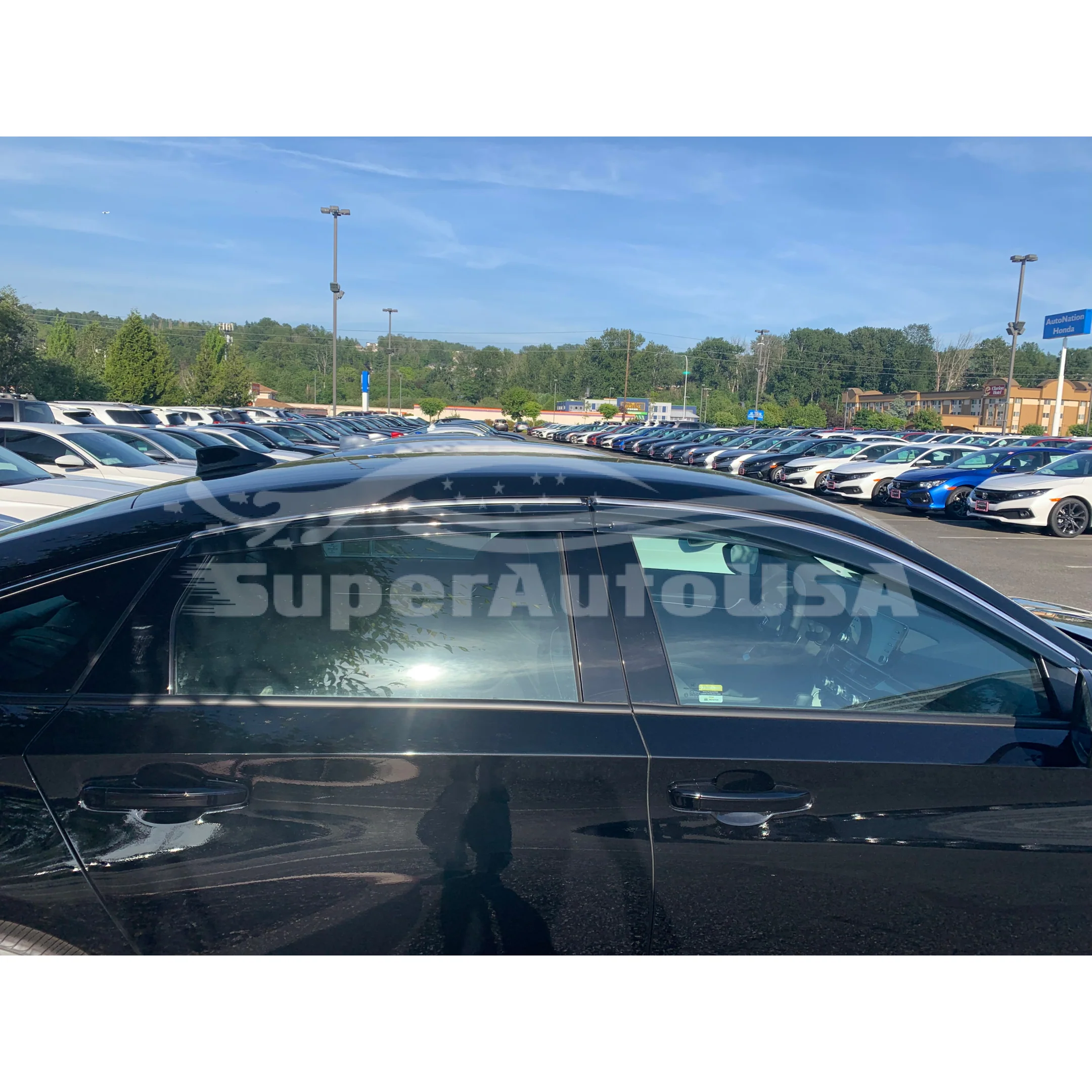 Fit 2018-2023 Honda Accord 3D Wavy Style Chrome Trim Vent Window Visors Rain Sun Wind Guards Shade Deflectors - Image 5