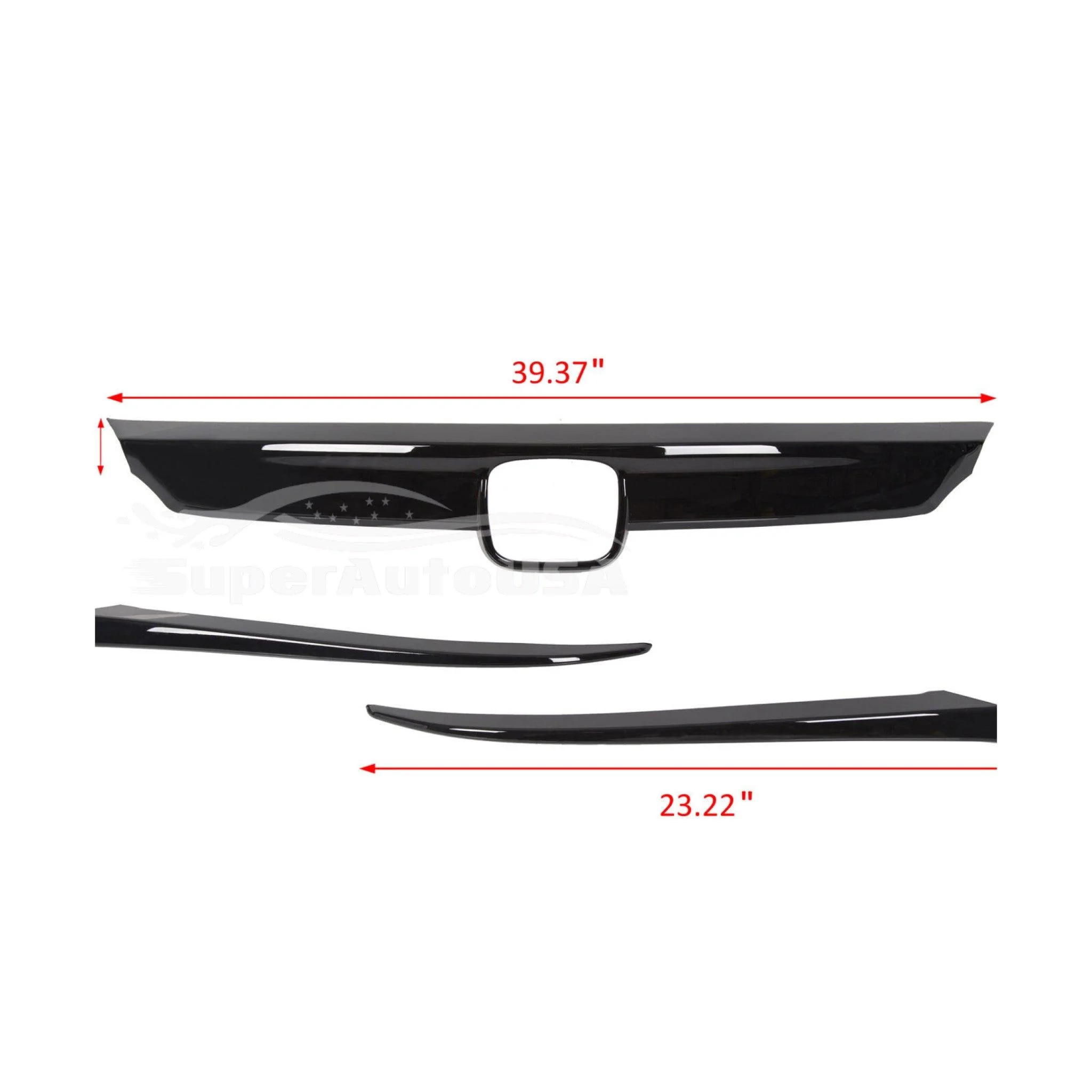 Fit 2018-2023 Honda Accord ABS Glossy Black Lip Front Grille Cover Molding Trim - Image 3