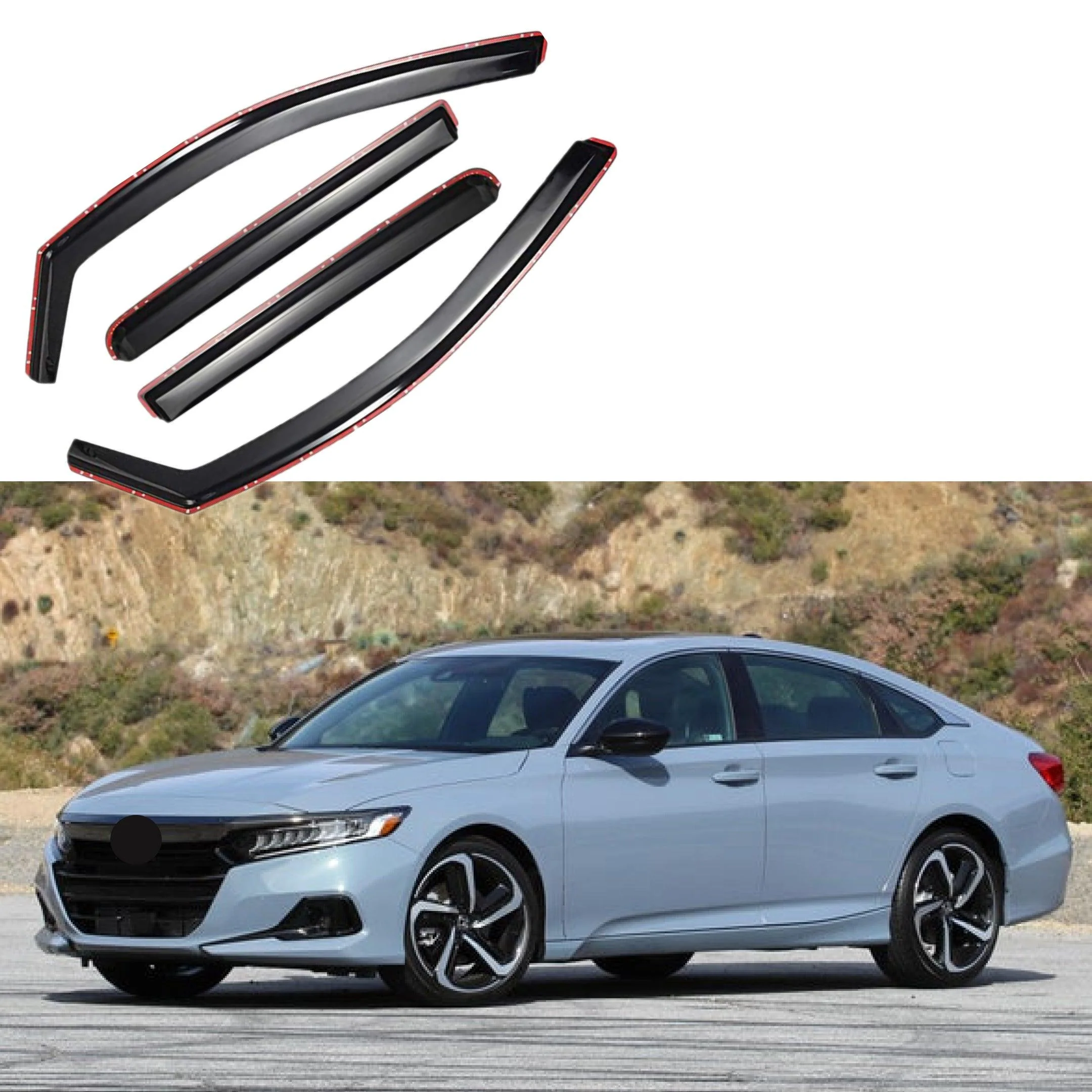 Fit 2018-2023 Honda Accord In-Channel Vent Window Visors Rain Sun Wind Guards Shade Deflectors