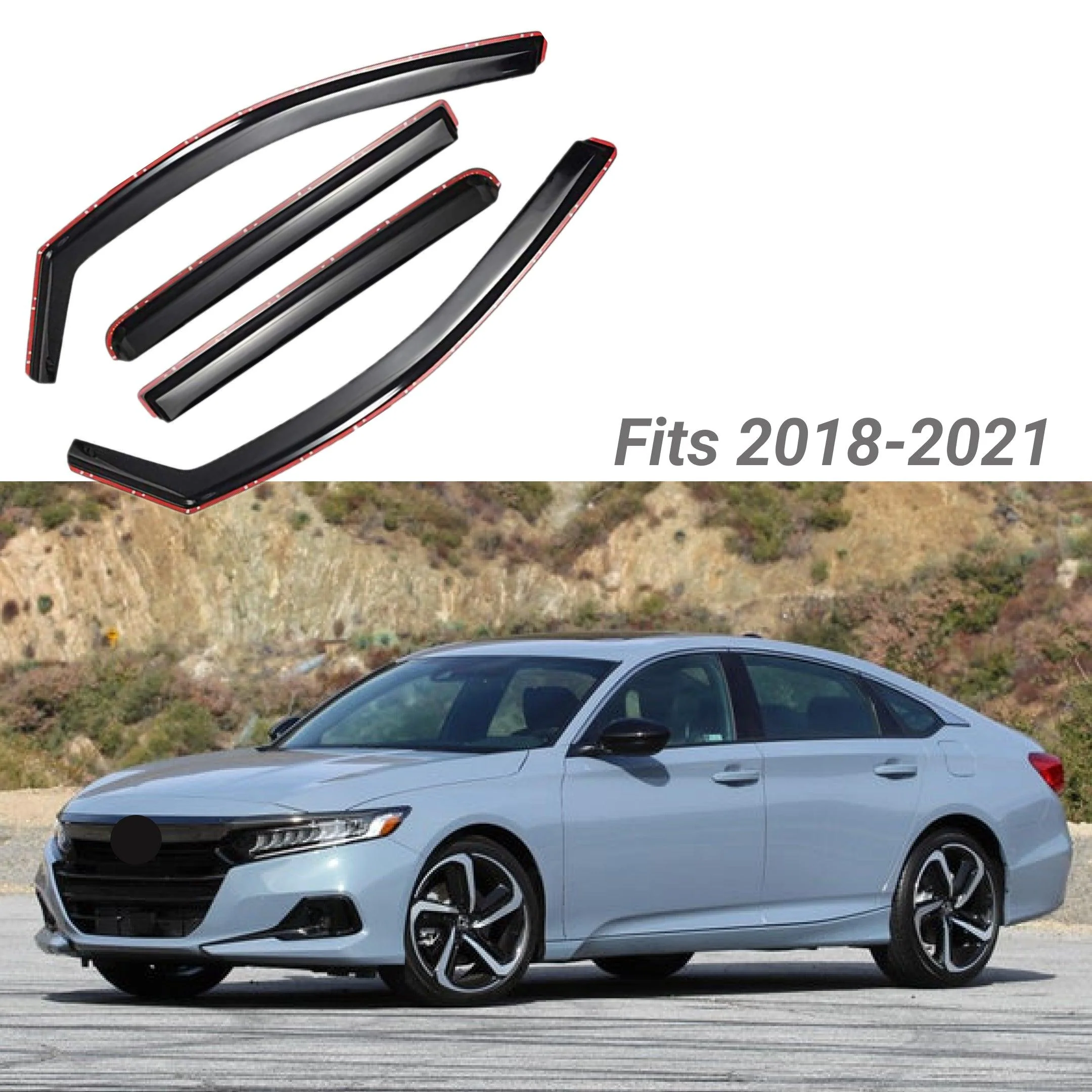 Fit 2018-2023 Honda Accord In-Channel Vent Window Visors Rain Sun Wind Guards Shade Deflectors - Image 2