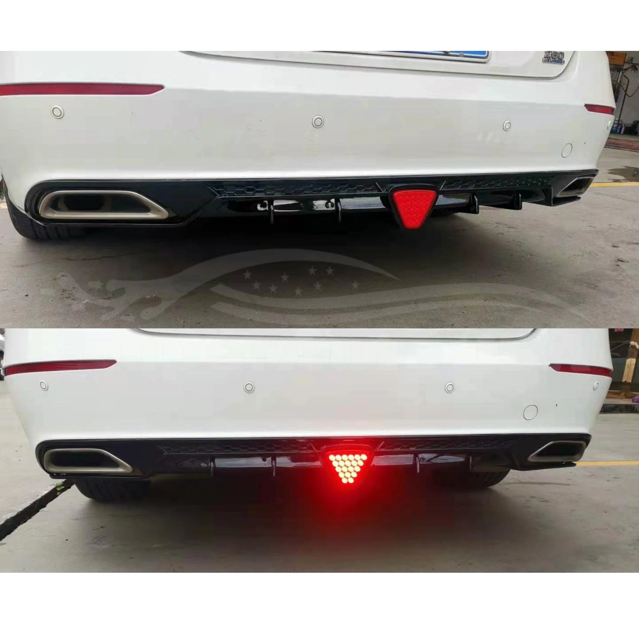 Fit 2018-2023 Honda Accord Sport Rear Diffuser Spoiler w/ LED Brake Light (Gloss Black) - Image 2