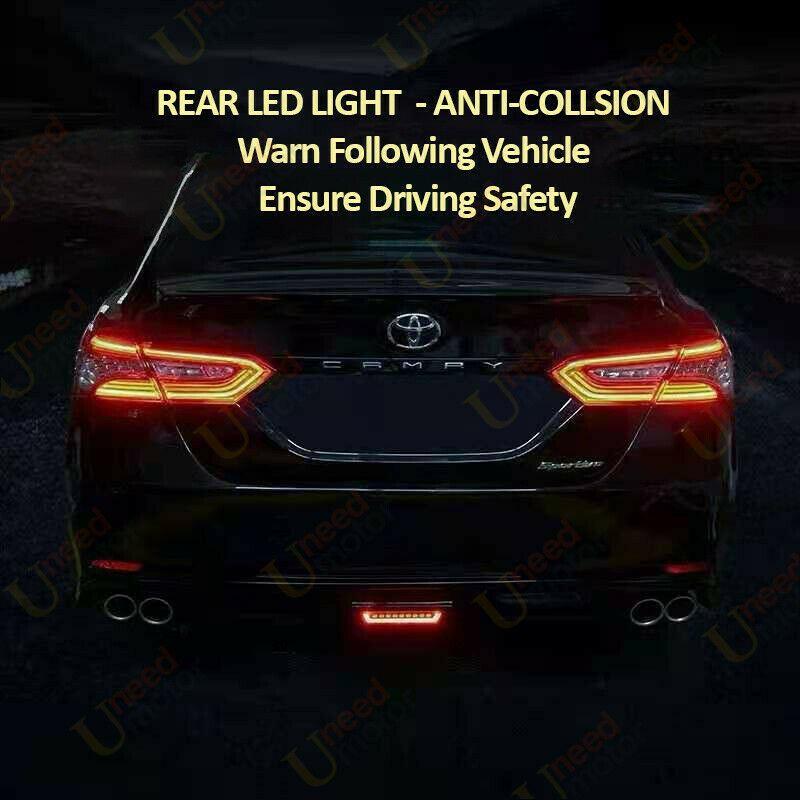 Fit 2018-2024 Toyota Camry Rear Bumper Lip Spoiler Lower Diffuser with LED Light - Image 4