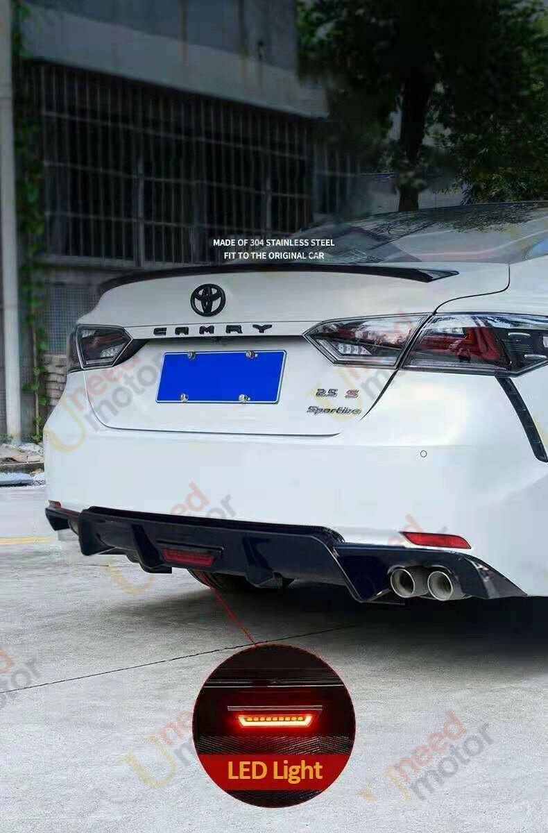 Fit 2018-2024 Toyota Camry Rear Bumper Lip Spoiler Lower Diffuser with LED Light - Image 5