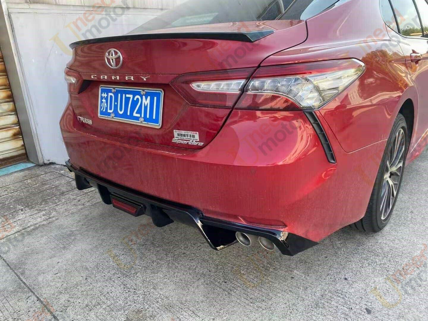 Fit 2018-2024 Toyota Camry Rear Bumper Lip Spoiler Lower Diffuser with LED Light - Image 6