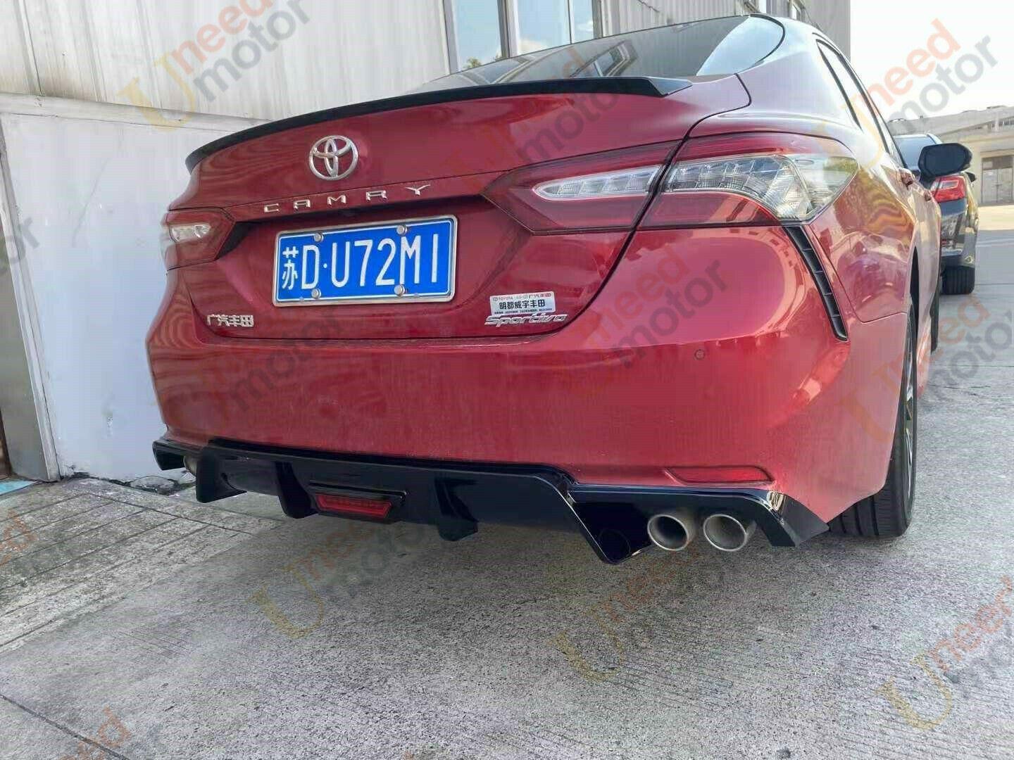 Fit 2018-2024 Toyota Camry Rear Bumper Lip Spoiler Lower Diffuser with LED Light - Image 7