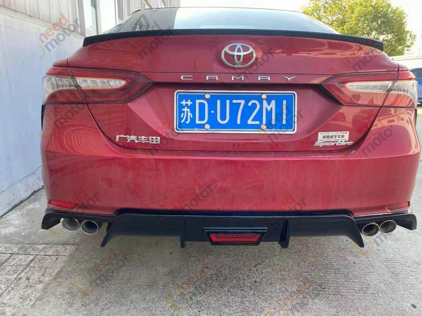Fit 2018-2024 Toyota Camry Rear Bumper Lip Spoiler Lower Diffuser with LED Light - Image 8