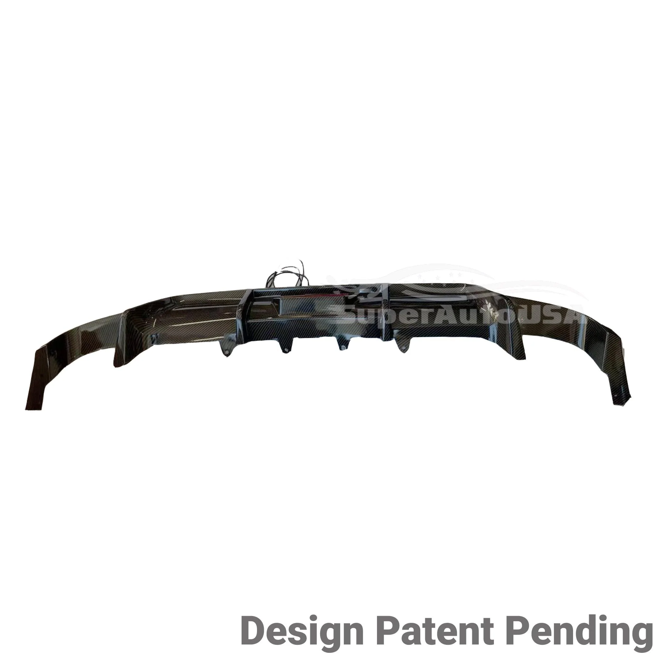 Fit 2018-2024 Toyota Camry Rear Bumper Lower Diffuser Spoiler with LED Light (Carbon Fiber Print) - Image 2