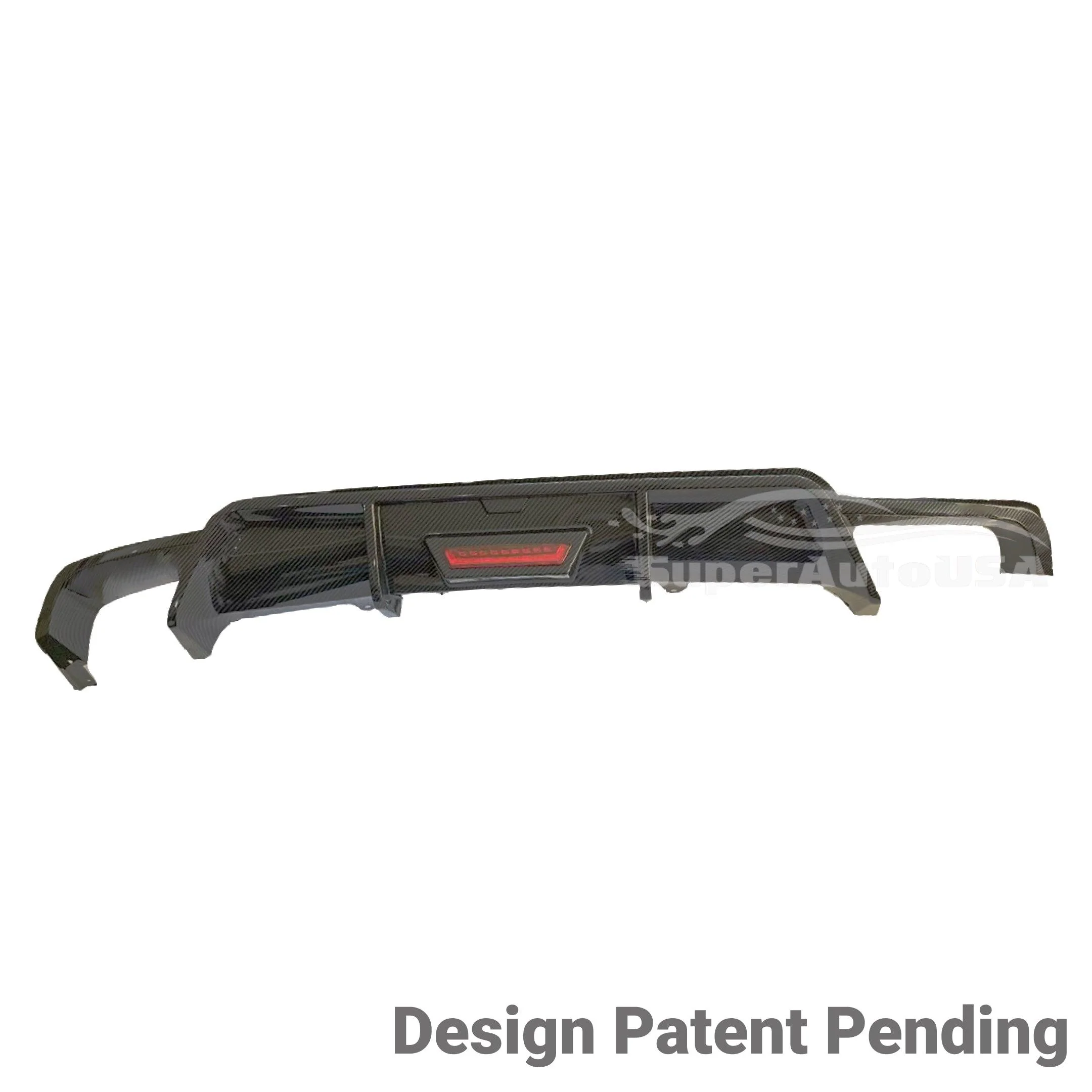 Fit 2018-2024 Toyota Camry Rear Bumper Lower Diffuser Spoiler with LED Light (Carbon Fiber Print) - Image 4