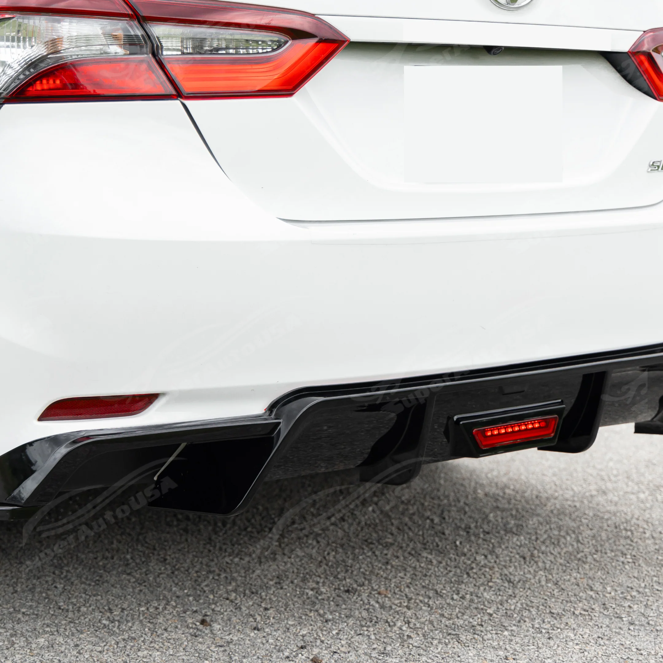 Fit 2018-2024 Toyota Camry Rear Bumper Lower Diffuser Spoiler with LED Light (Carbon Fiber Print) - Image 7