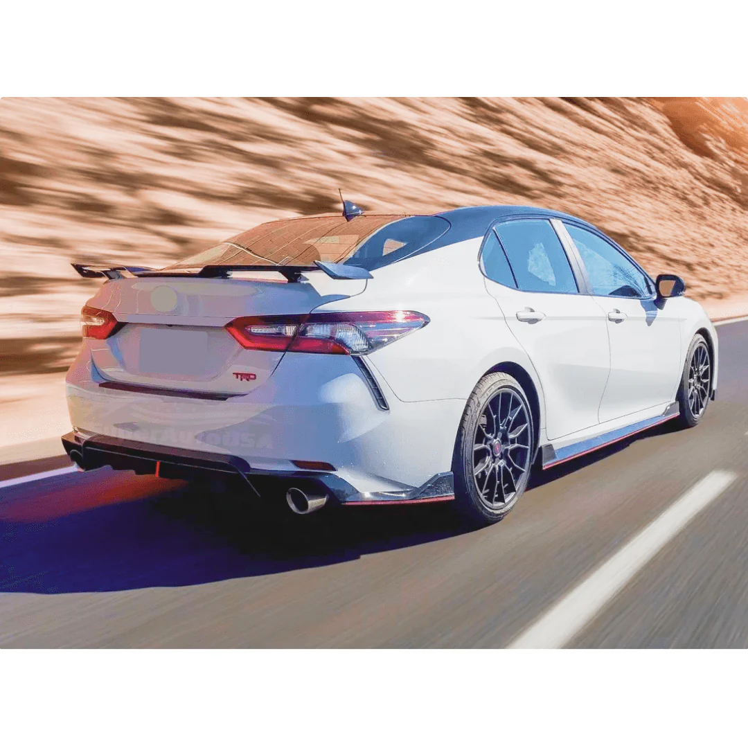Fit 2018-2024 Toyota Camry TRD Style LED Brake Light Gloss Black Rear Diffuser & Corner Splitters - Image 2
