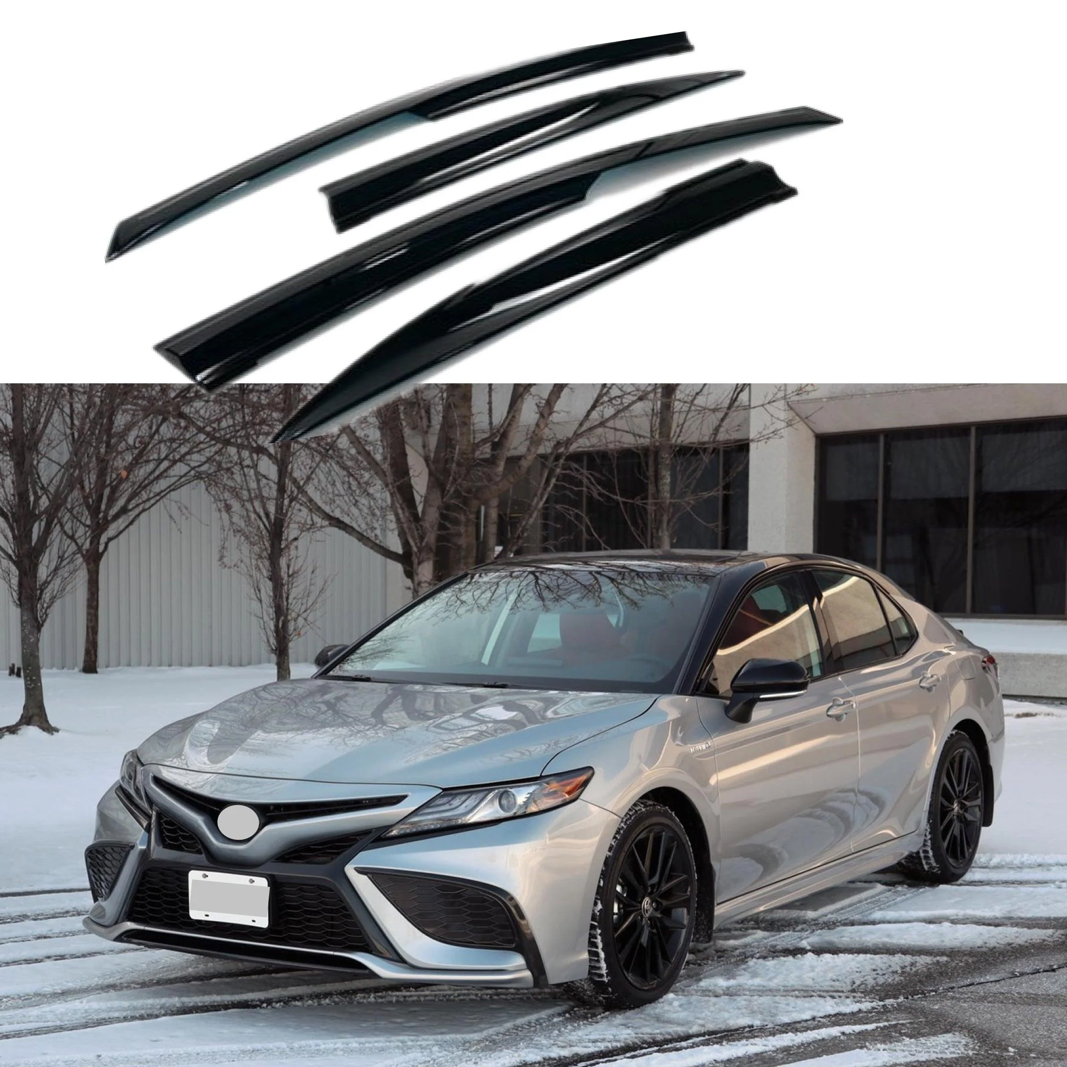 Fit 2018-2026 Toyota Camry 3D Mugen Style Vent Window Visors Rain Sun Wind Guards Shade Deflectors