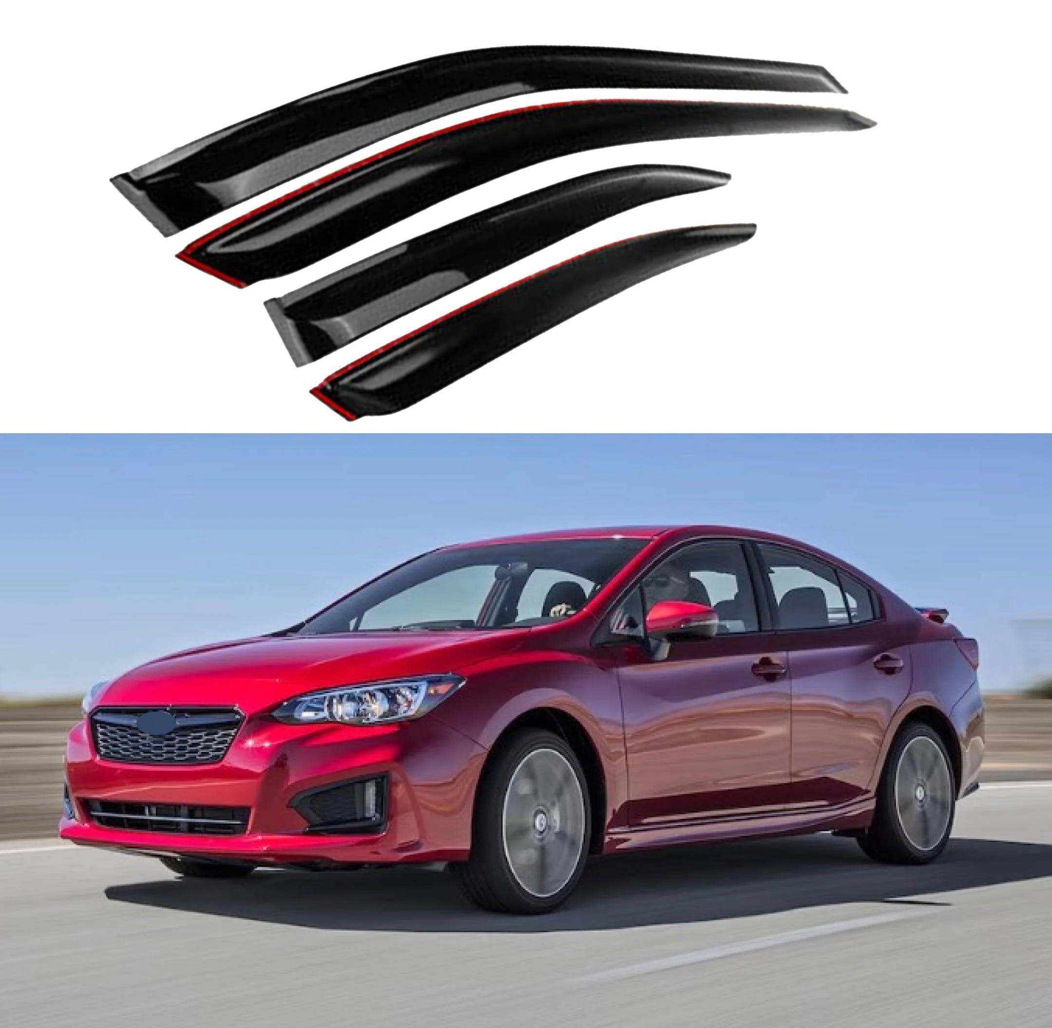 Fit 2018-21 Subaru Impreza Sedan Out-Channel Vent Window Visors Rain Sun Wind Guards Shade Deflectors