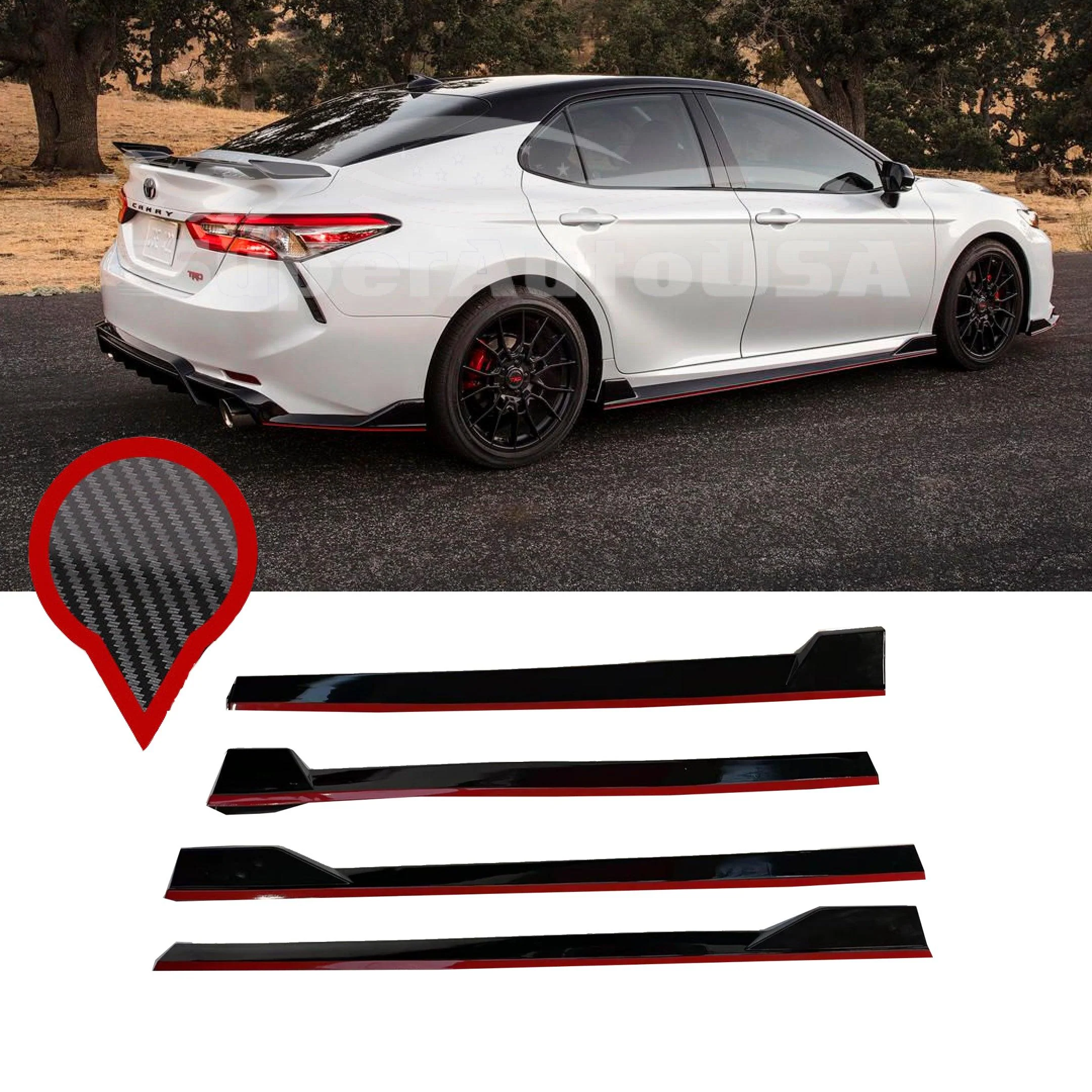 Fit 2018-2024 Toyota Camry 4 pcs set Side Body Skirts - Image 2