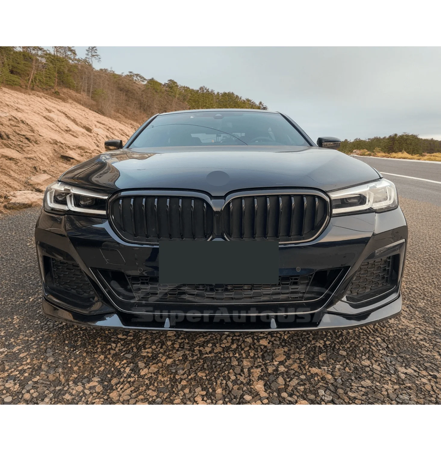 Fit 2021-2023 BMW 5 Series G30 LCI M Sport Gloss Black Front Bumper Lip Spoiler - Image 5