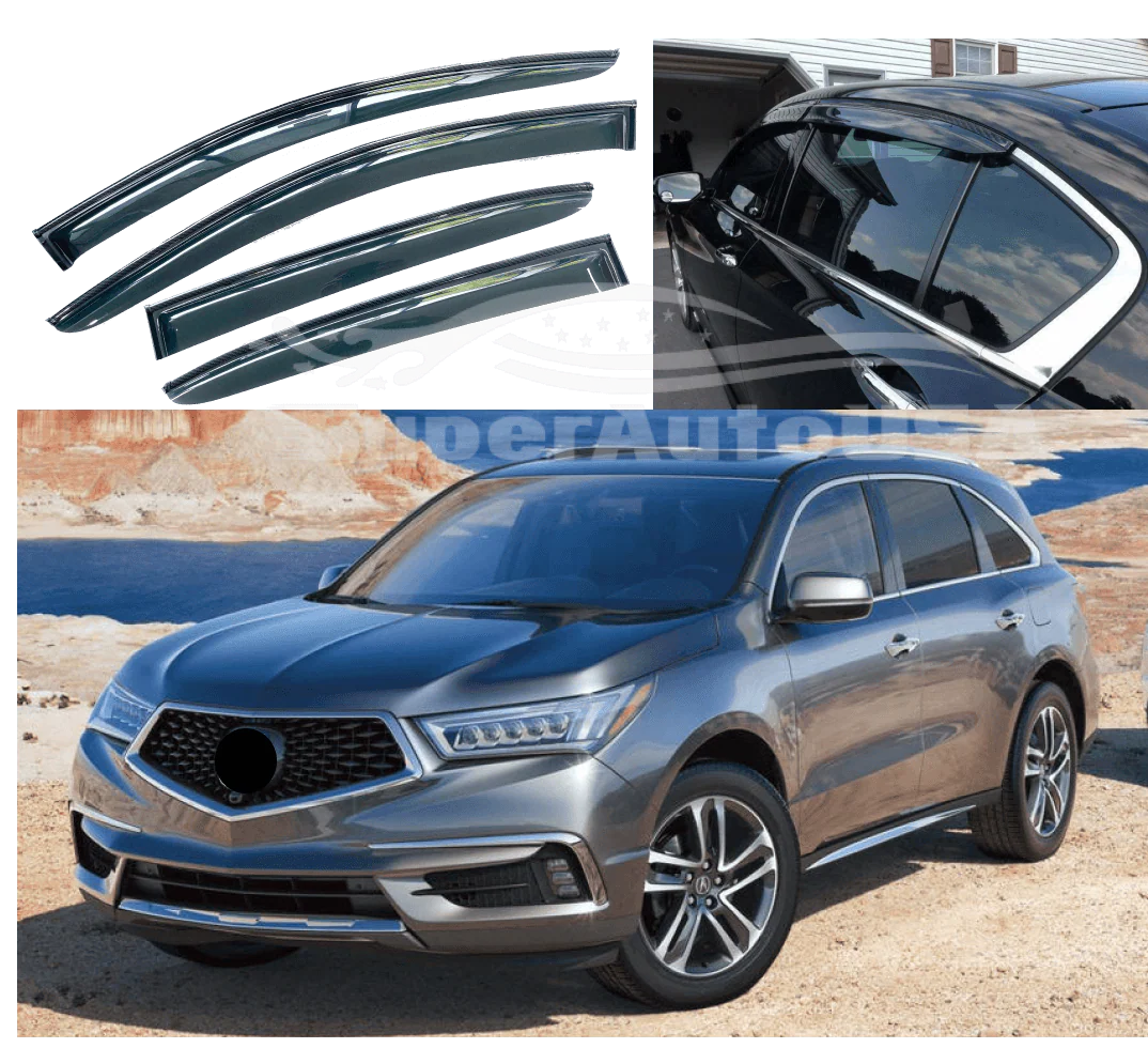 Fit 2019-2021 Acura MDX Carbon Fiber Print Trim Vent Window Visors Rain Guards